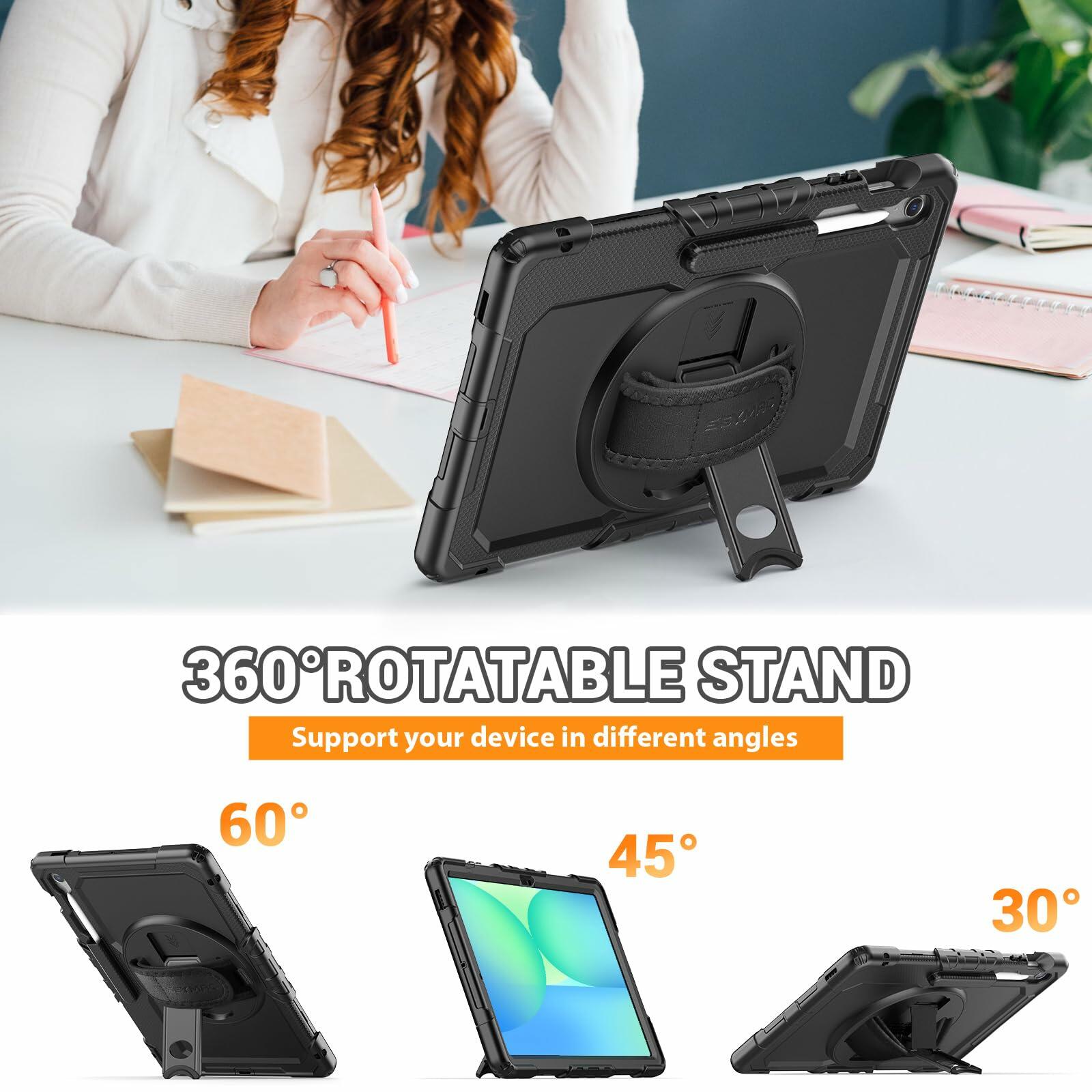 [Like New] SEYMAC Heavy Duty Shockproof Case Black Compatible with Samsung Galaxy Tab S10 FE+ 13.1"