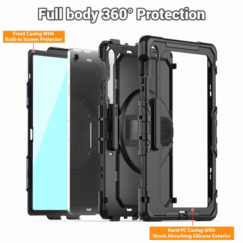 [Like New] SEYMAC Heavy Duty Shockproof Case Black Compatible with Samsung Galaxy Tab S10 FE+ 13.1"