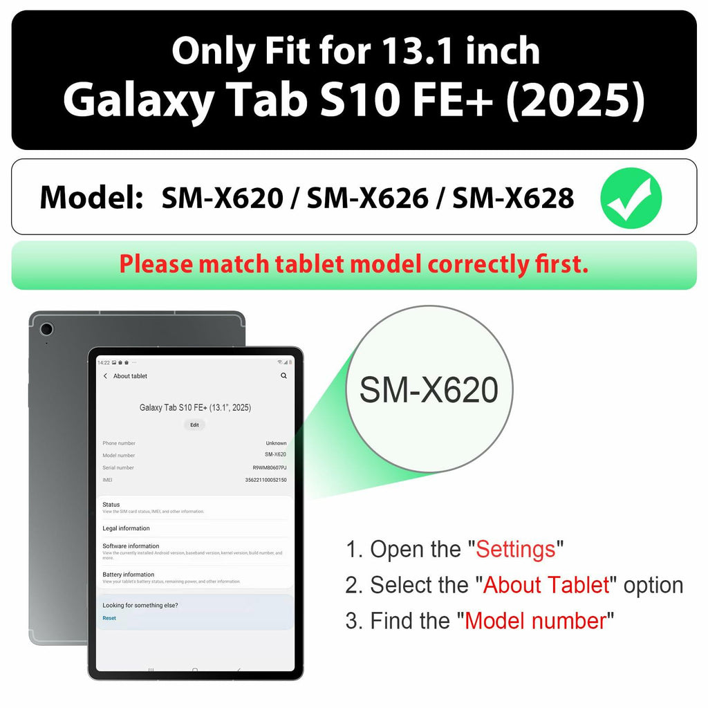[Like New] SEYMAC Heavy Duty Shockproof Case Black Compatible with Samsung Galaxy Tab S10 FE+ 13.1"