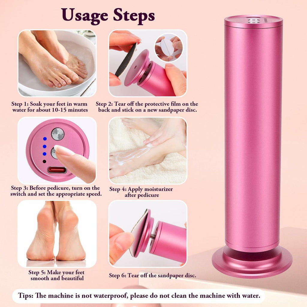 AFFLAT Electric Foot Callus Remover Adjustable Speed 0-600RPM60 Sandpaper Purple