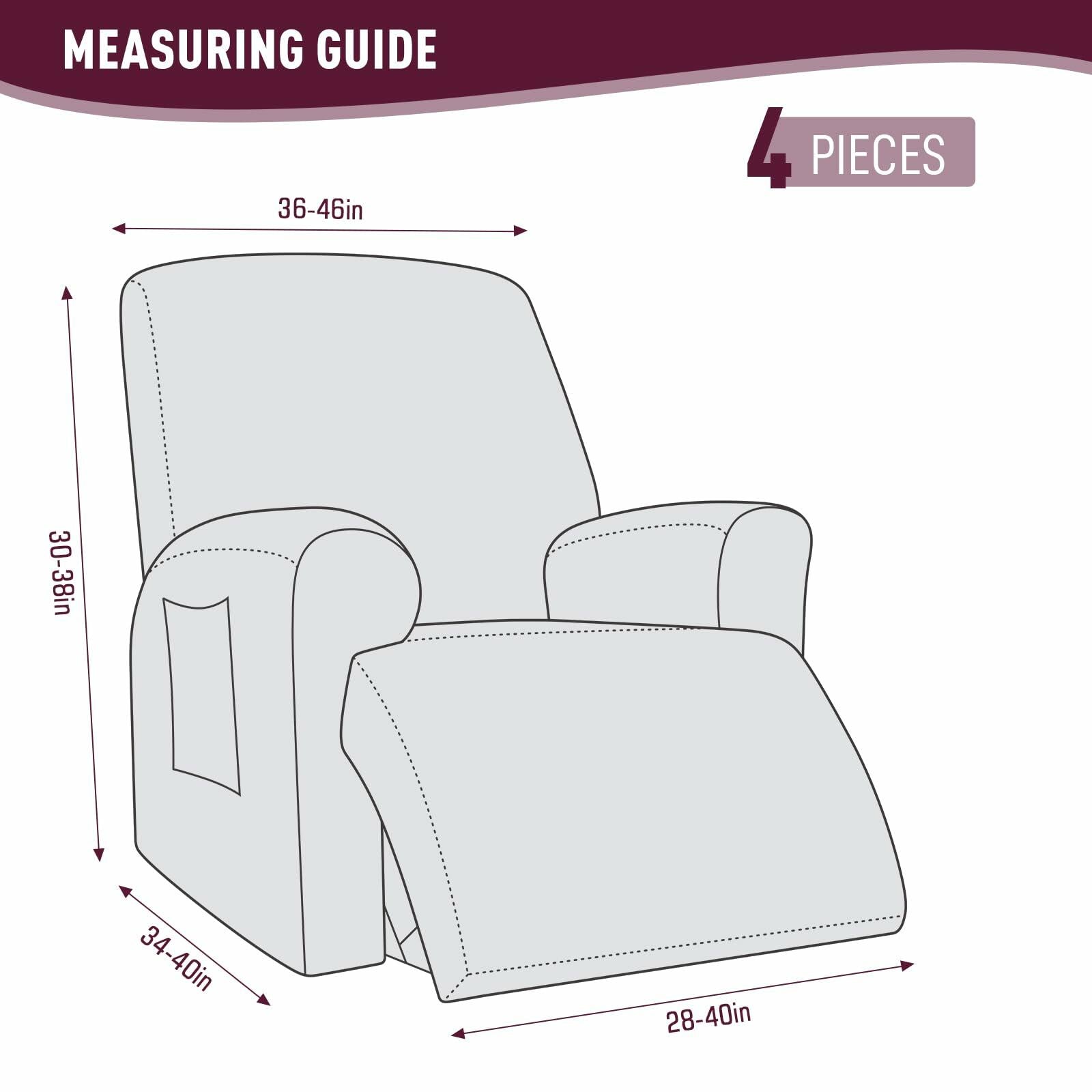 KinCam Recliner Cover Stretch Stripe Jacquard Burgundy XL Size