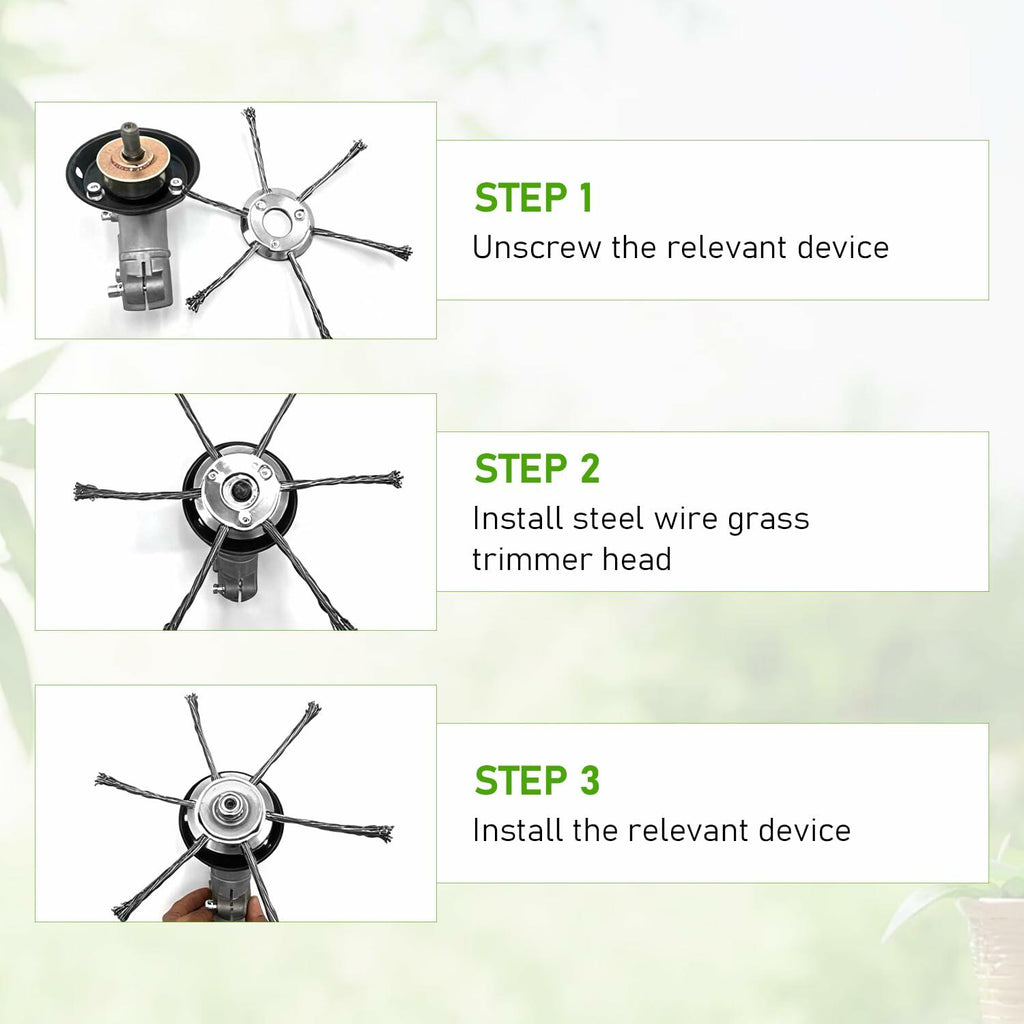 Generic Steel Wire Grass Trimmer Head 6in 0.2in Spindle Silver 2Pack