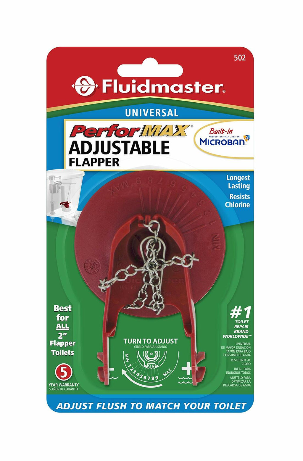 [Like New] Fluidmaster 502P21 PerforMAX Universal Water-Saving Long Life Toilet Flapper for