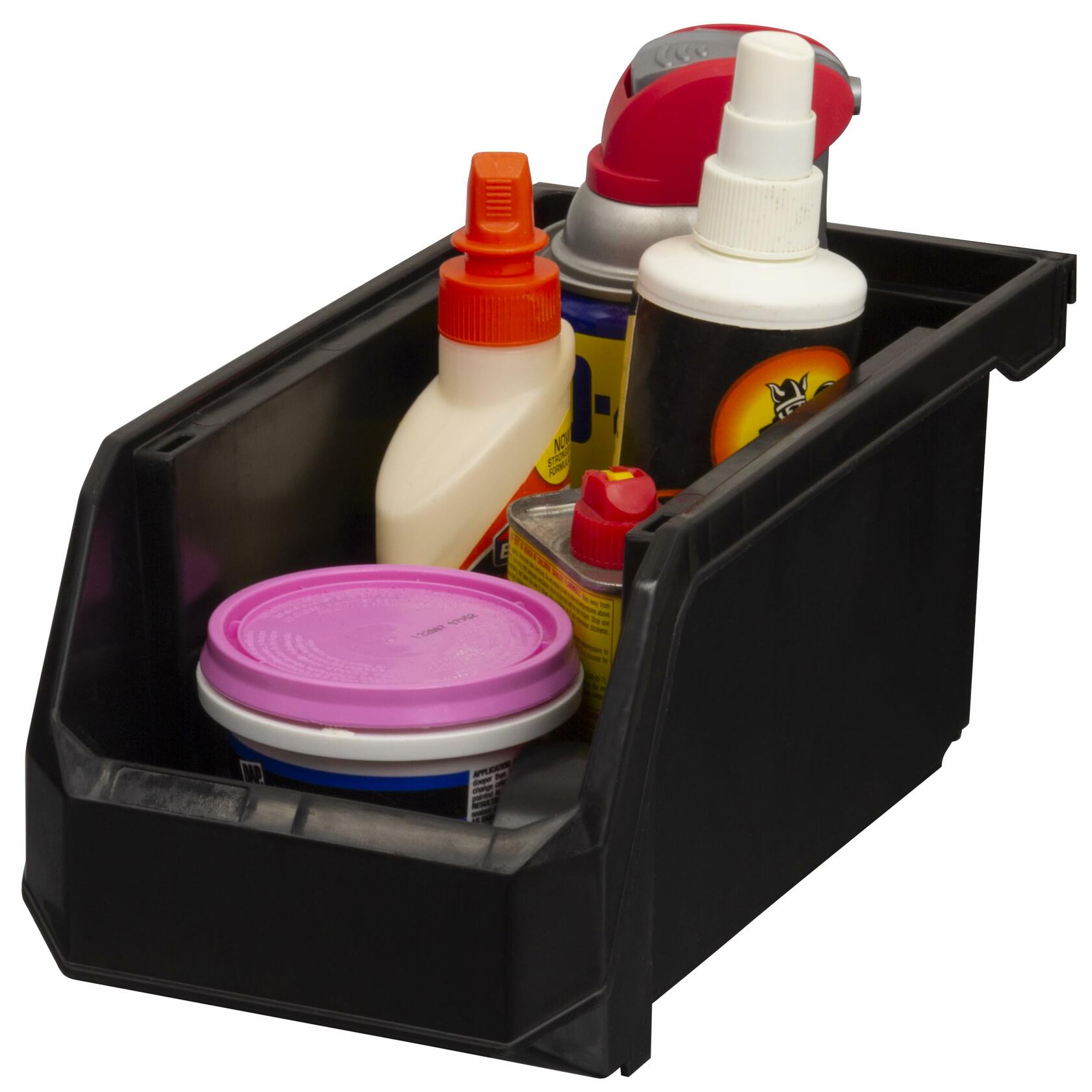 ReadySpace Stackable Plastic Storage Bins Medium 11x5x5.5 Black 8-Pack