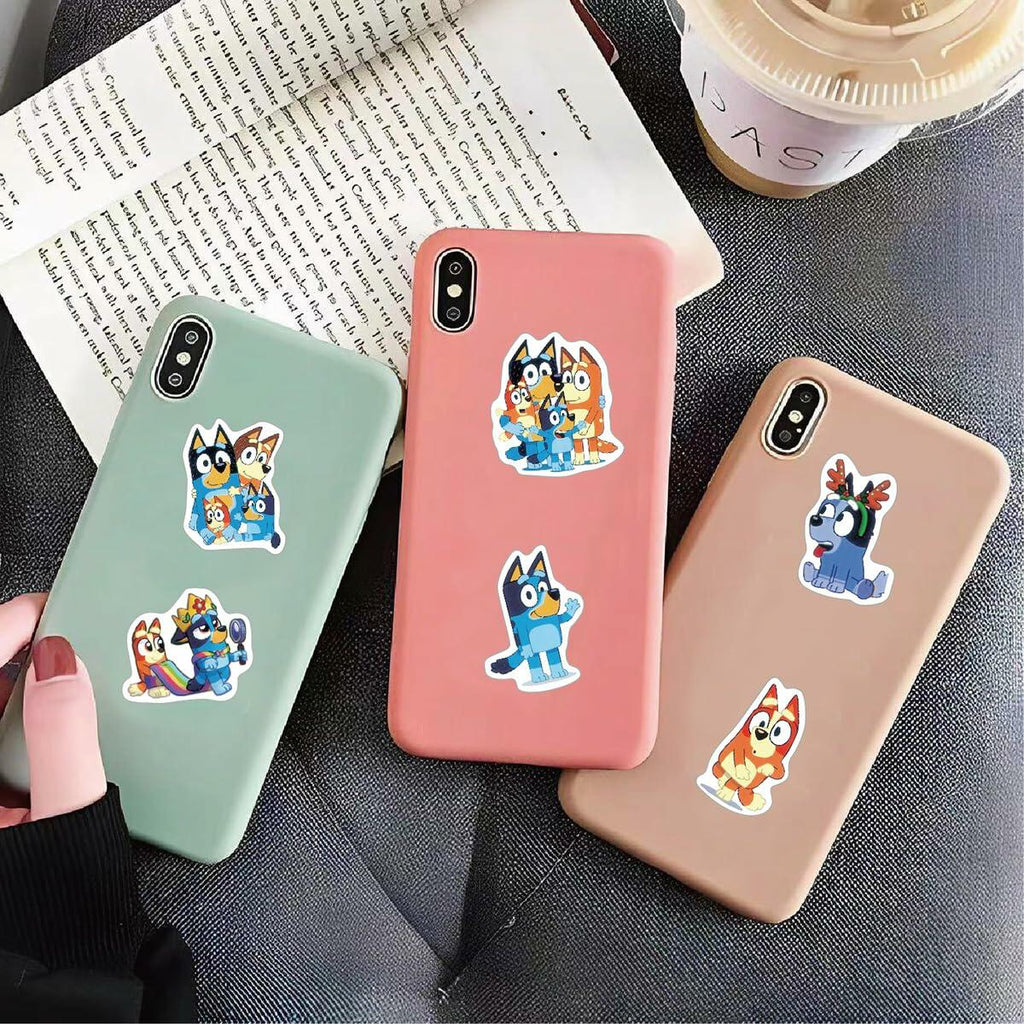Kiislee 55Pcs Cartoon Blue Waterproof Vinyl Stickers for Kids Teens