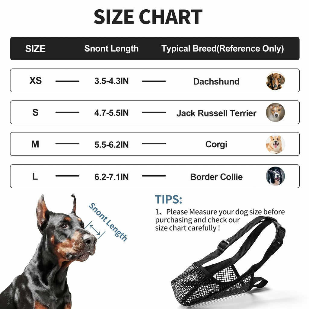 Herrypiggy Dog Muzzle Breathable Mesh Allows Panting Drinking L Black Size L