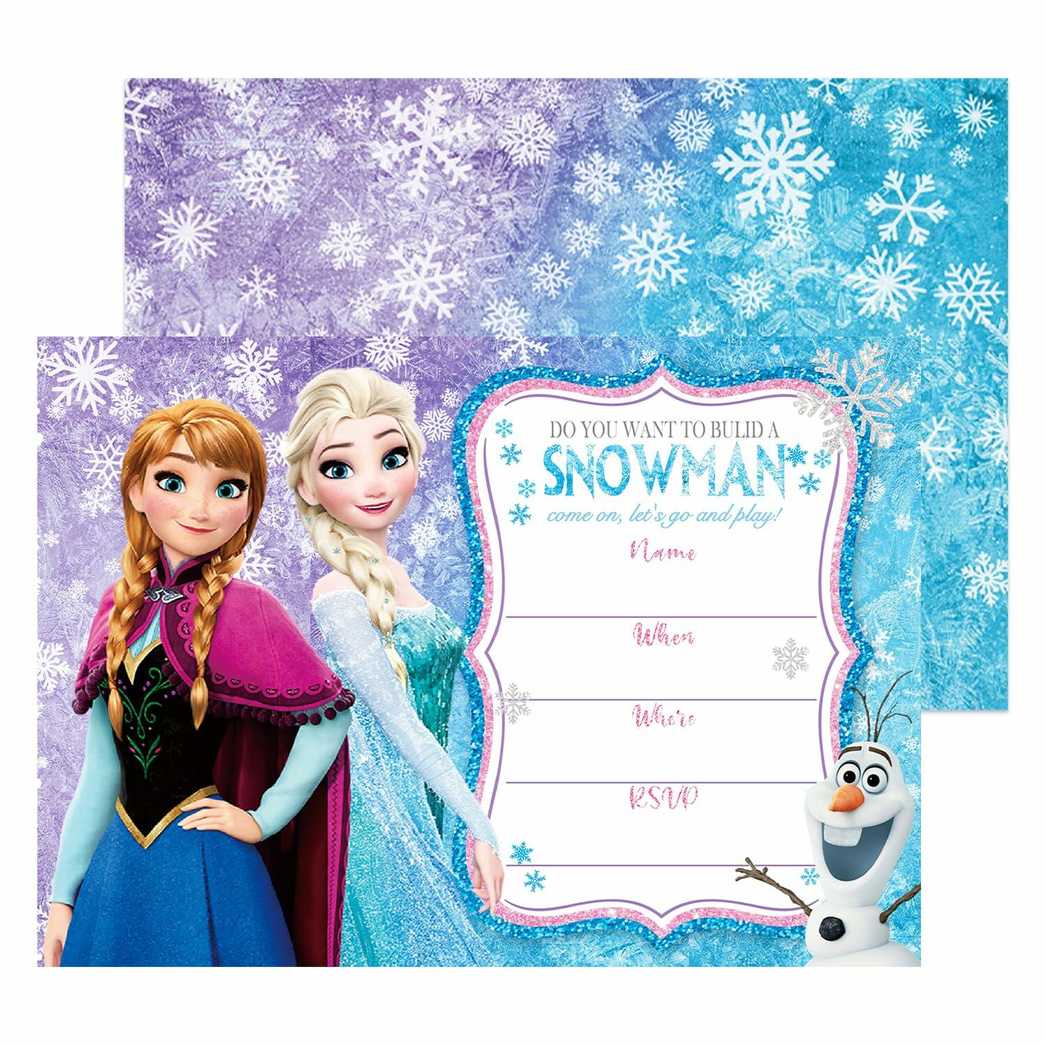 VeSidyHelo Frozen Birthday Party Invitation Card 20 Guests Blue White