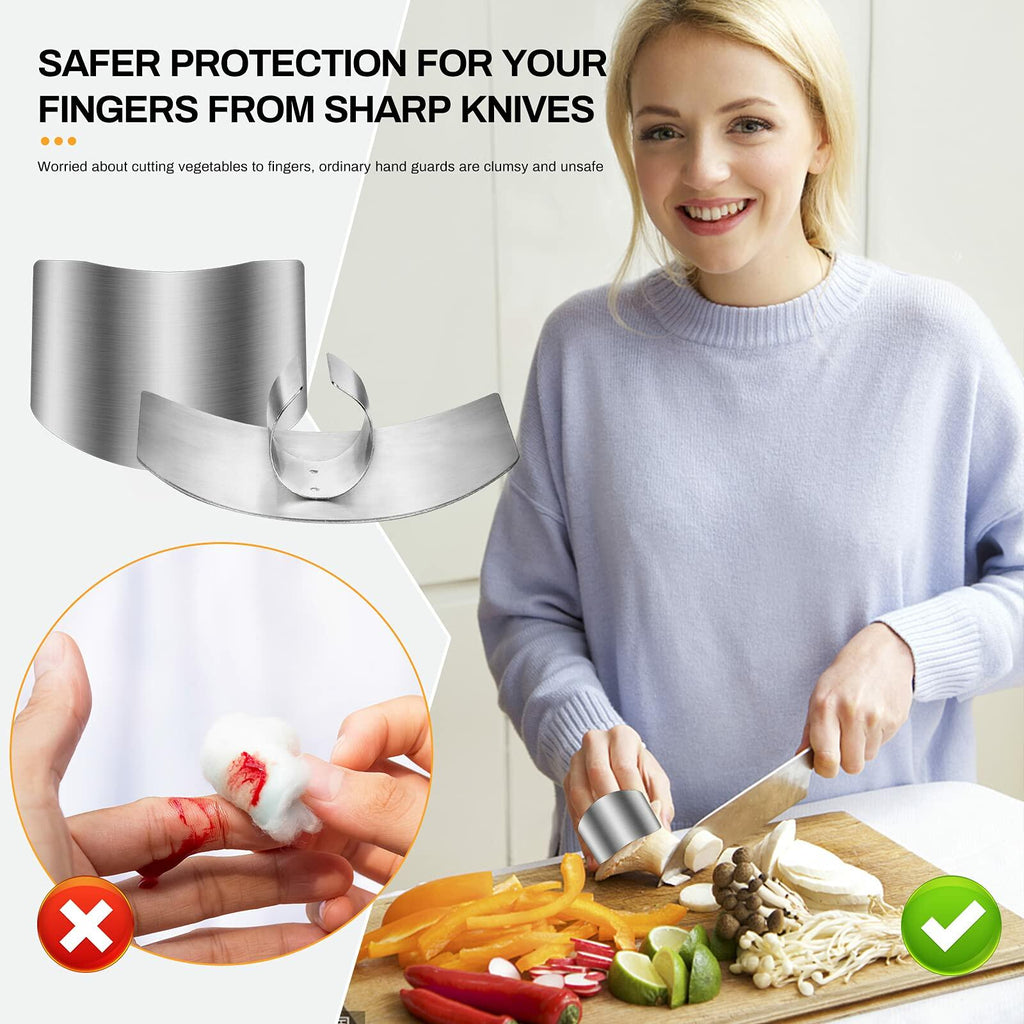WOPIOYEN 4pcs Stainless Steel Finger Guards Knife Cutting Chopping Protector