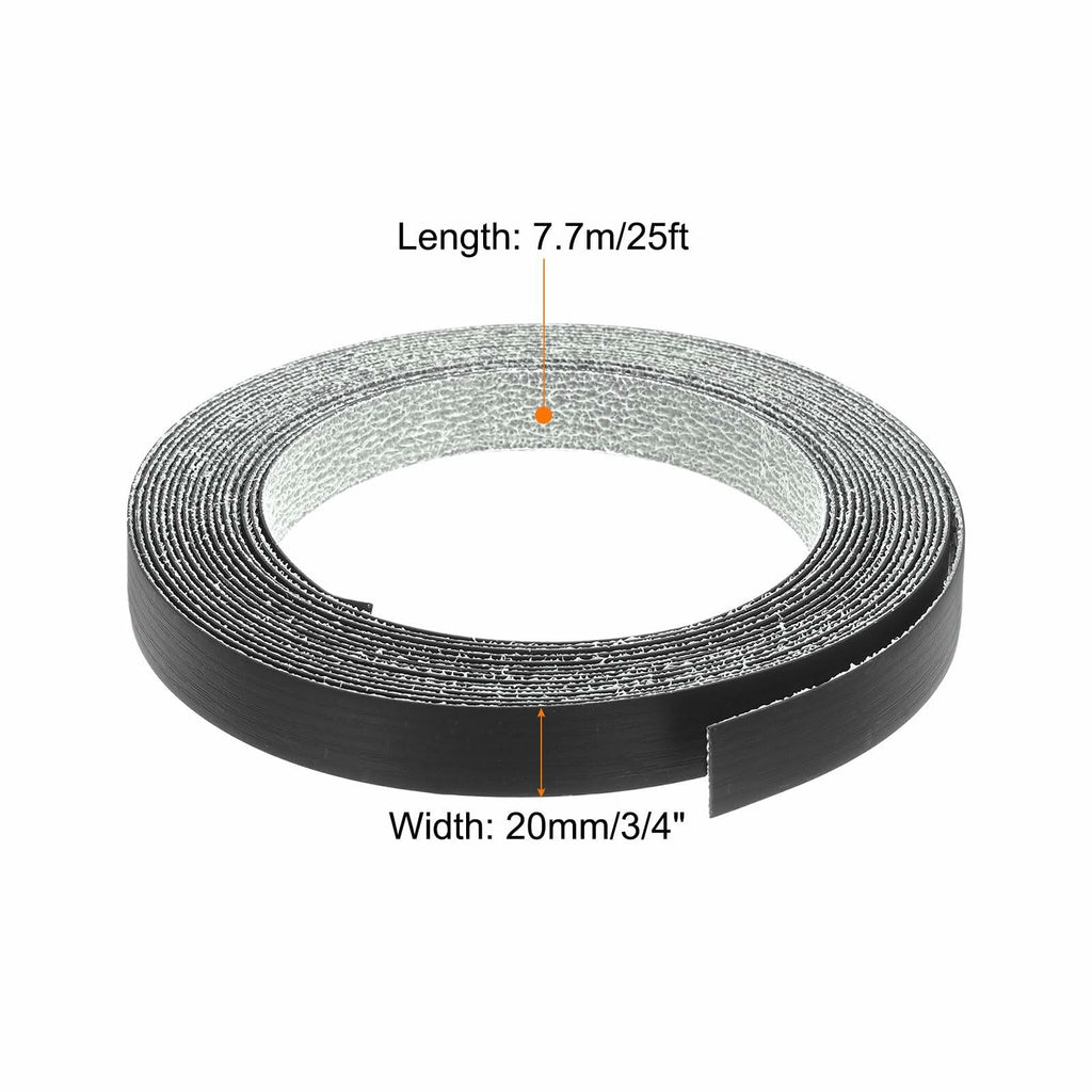 uxcell Edge Banding 3/4in x 25ft Pre-Glued Embossed Veneer Black PVC