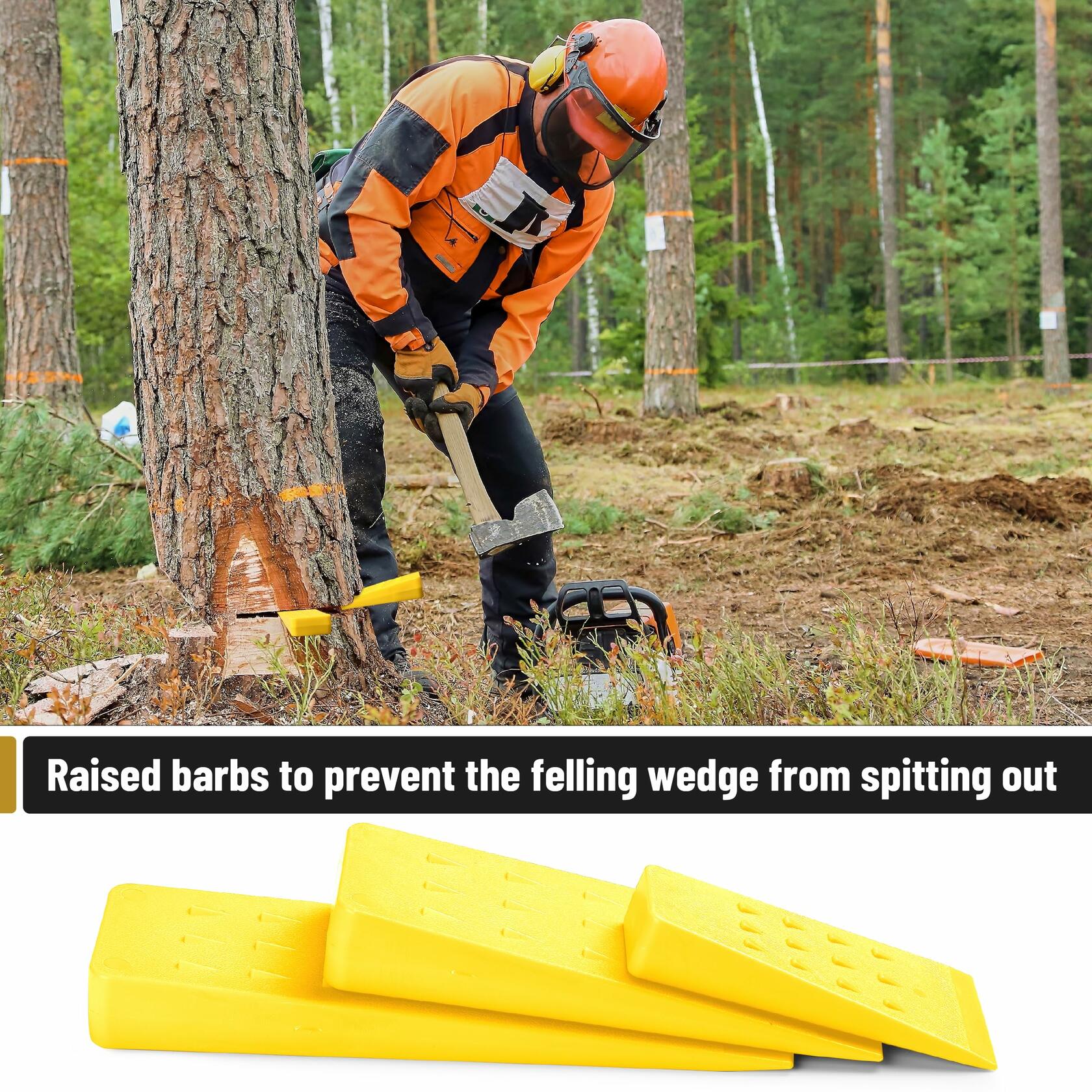 UNCO Tree Felling Wedges 6 pcs 5.5" 8" 10" Yellow with Storage Bag