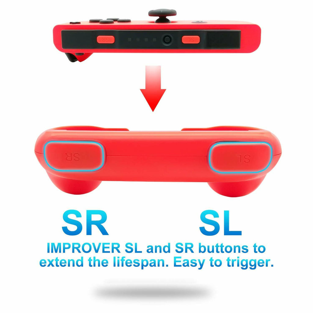 EIMGO Nintendo Switch Joy-Con Controller Grip 4 Pack Black Red Blue Rubber