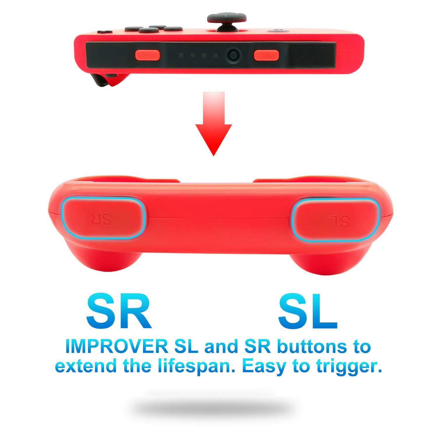 EIMGO Nintendo Switch Joy-Con Controller Grip 4 Pack Black Red Blue Rubber