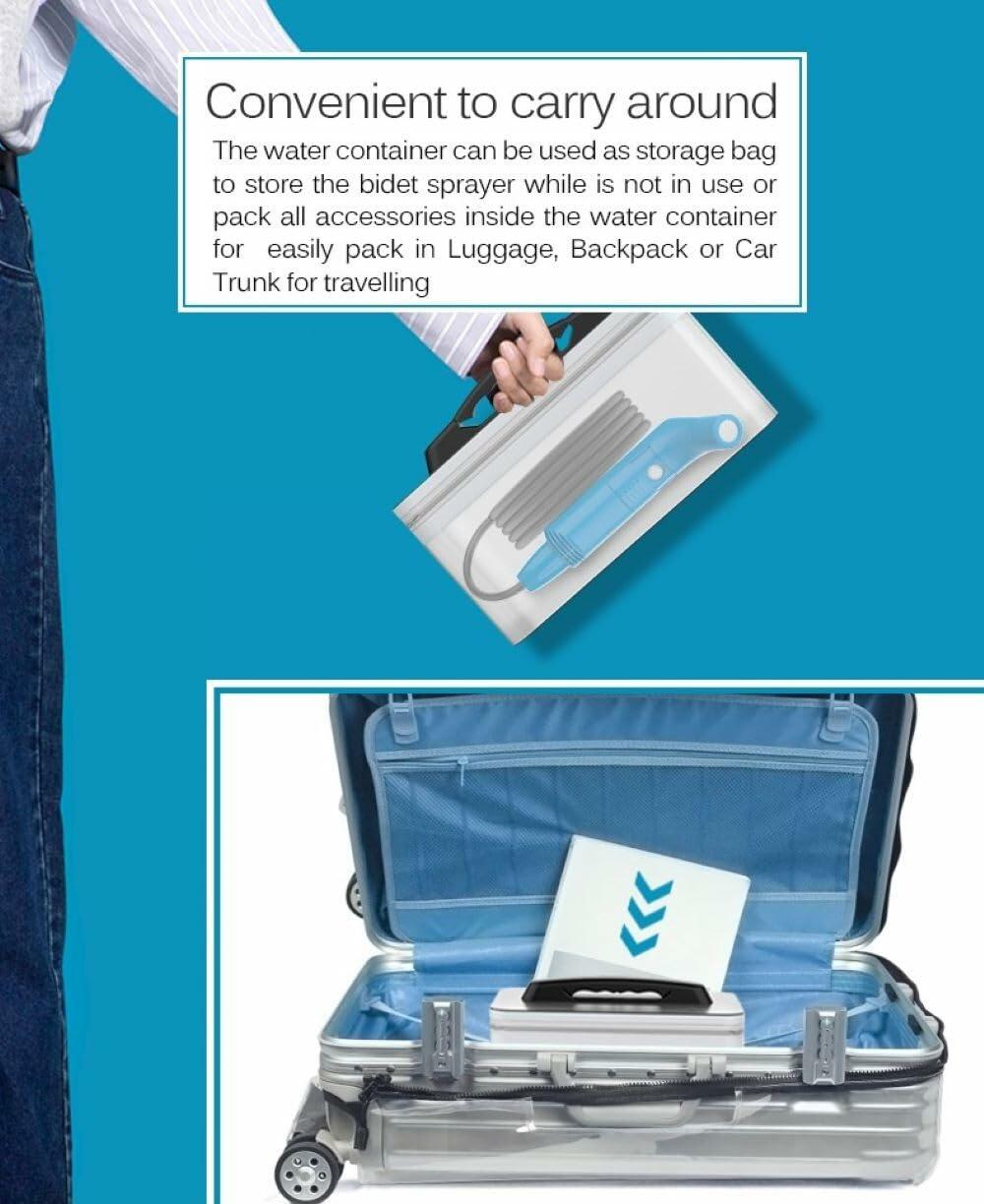 MyPortaWash Travel Bidet Portable Rechargeable Handheld 2.3L Water Container