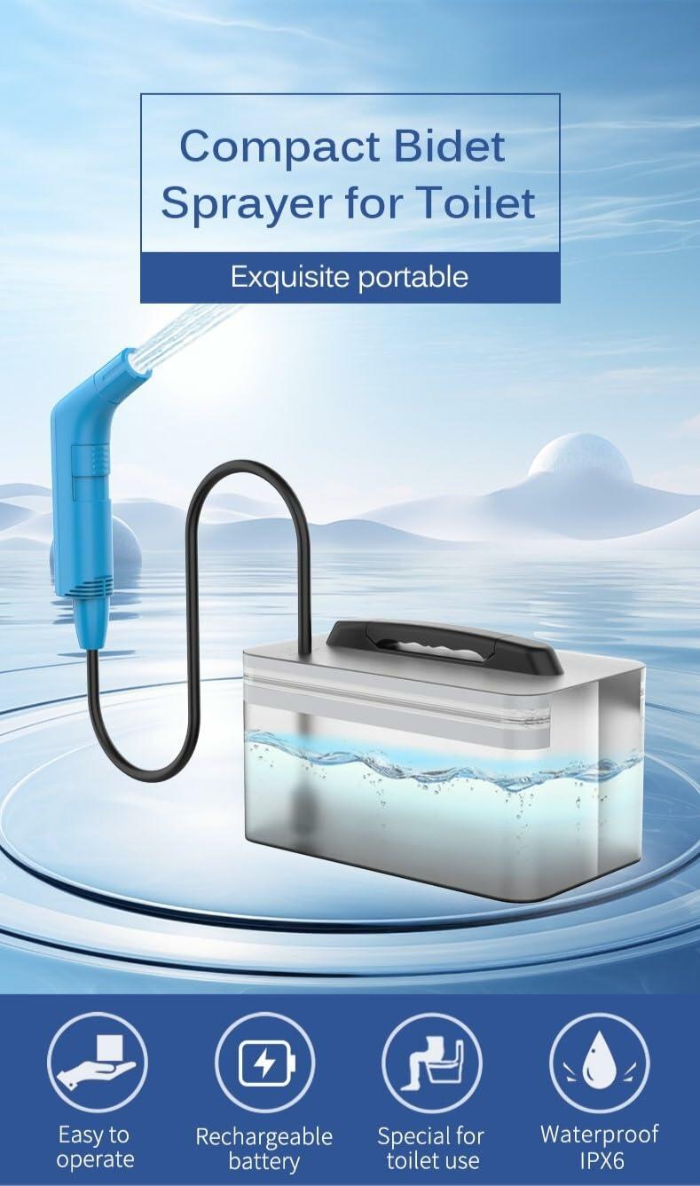 MyPortaWash Travel Bidet Portable Rechargeable Handheld 2.3L Water Container
