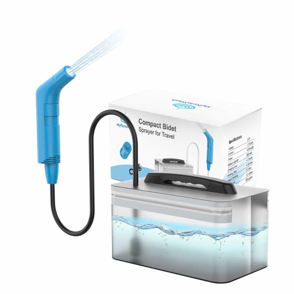 MyPortaWash Travel Bidet Portable Rechargeable Handheld 2.3L Water Container