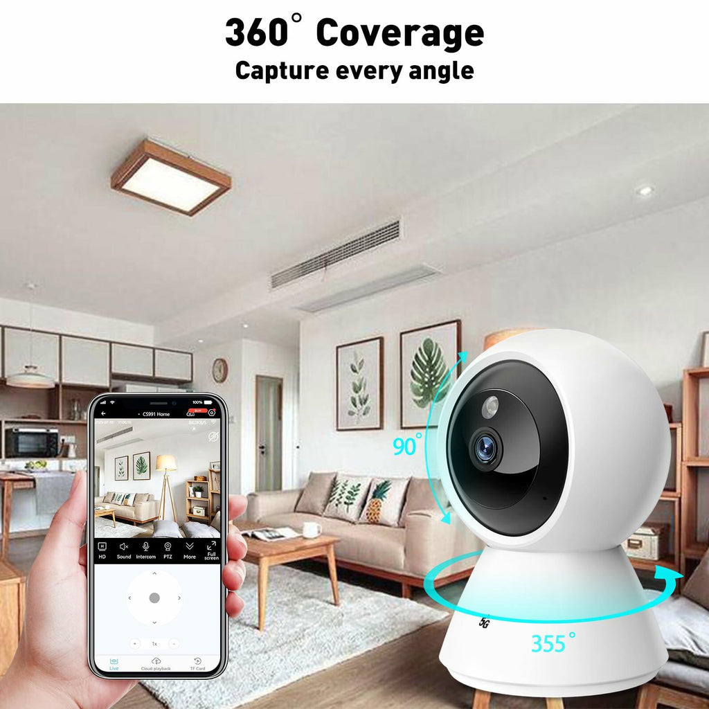 BJR 2K HD Indoor WiFi Security Camera Pan/Tilt Night Vision 2-Way Talk White