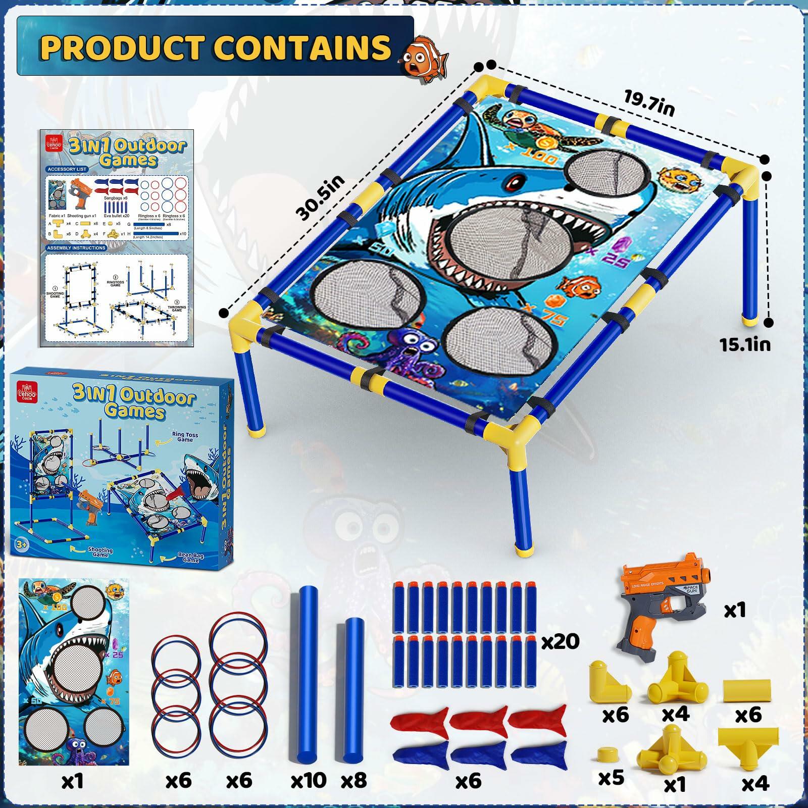 Lehoo Castle Bean Bag Toss 3-in-1 Game Blue Outdoor Toys Kids 4-8