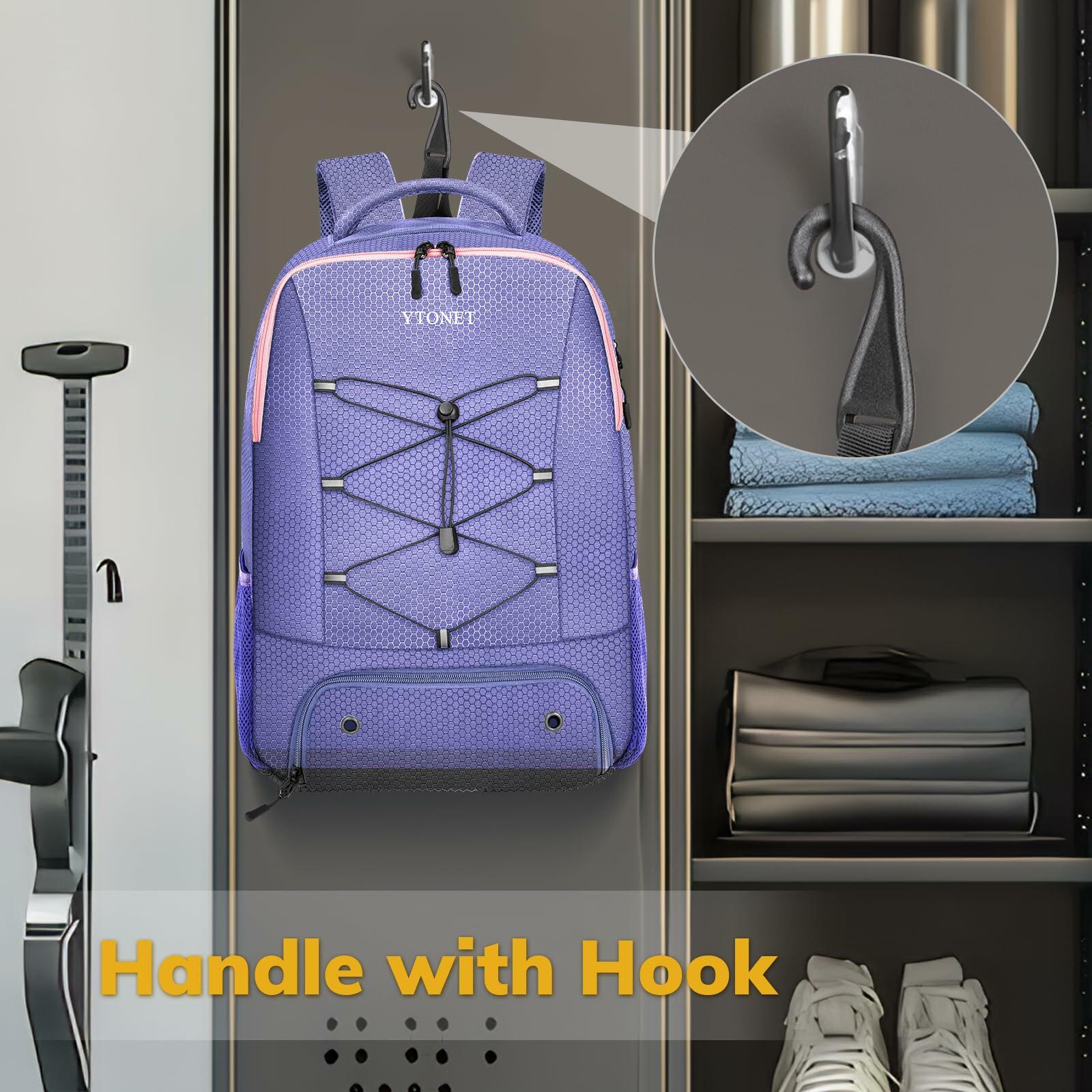 Ytonet Gym Backpack Large Water Resistant 15.6" Laptop Shoe Compartment Purple L