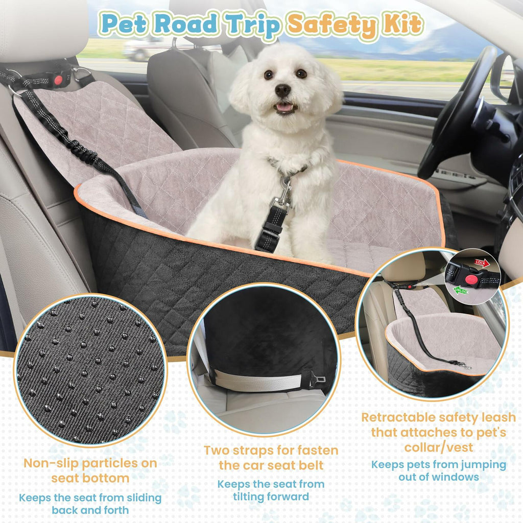 COCASES Dog Booster Car Seat Small Medium Dogs Detachable Washable Black