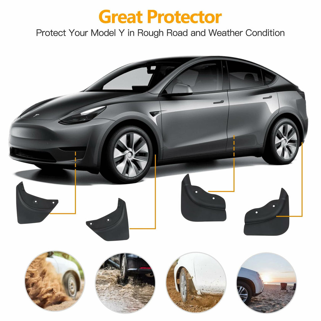 HSB Tesla Model Y Mud Flaps Splash Guards Black 2020-2024