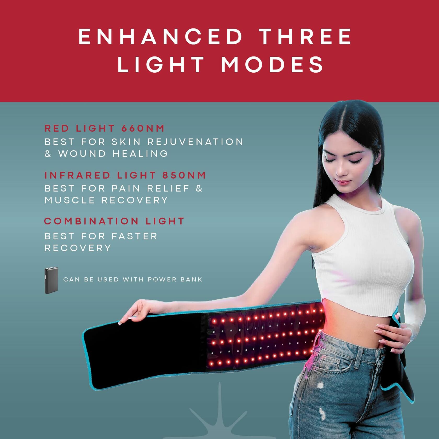 American Wellness Authority Red Light Therapy Infrared Heating Pad 105 LEDs Belt