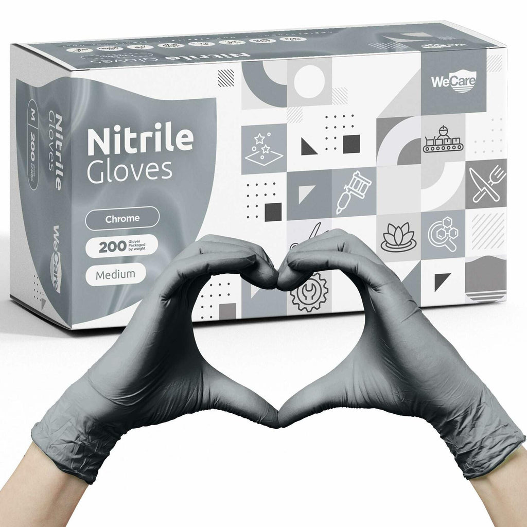 WECARE Chrome Disposable Nitrile Gloves 200 Pack Blue Medium
