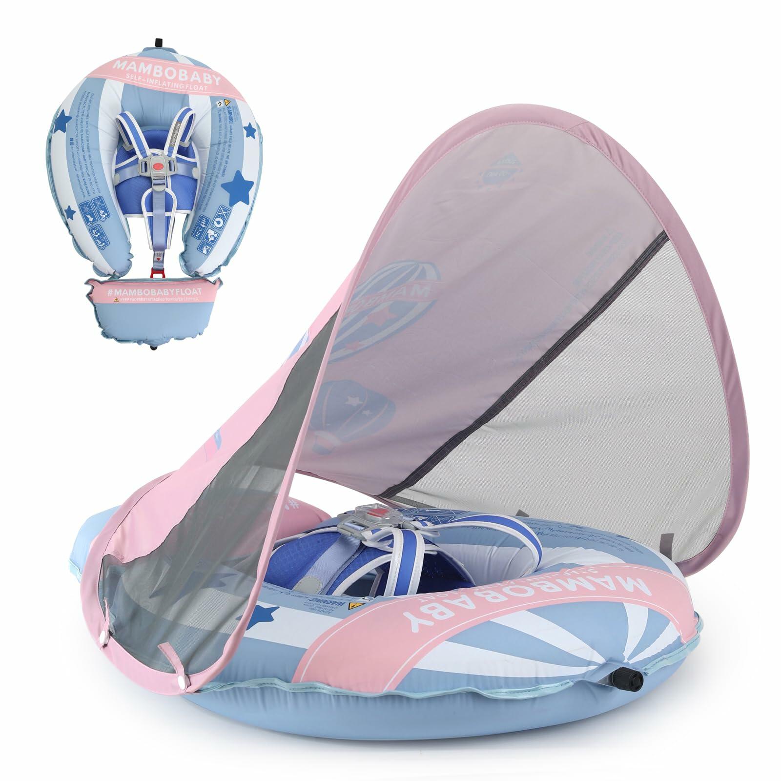 MAMBOBABYFLOAT Baby Pool Float New Gen Safety Portable Backpack Pink 3-24M