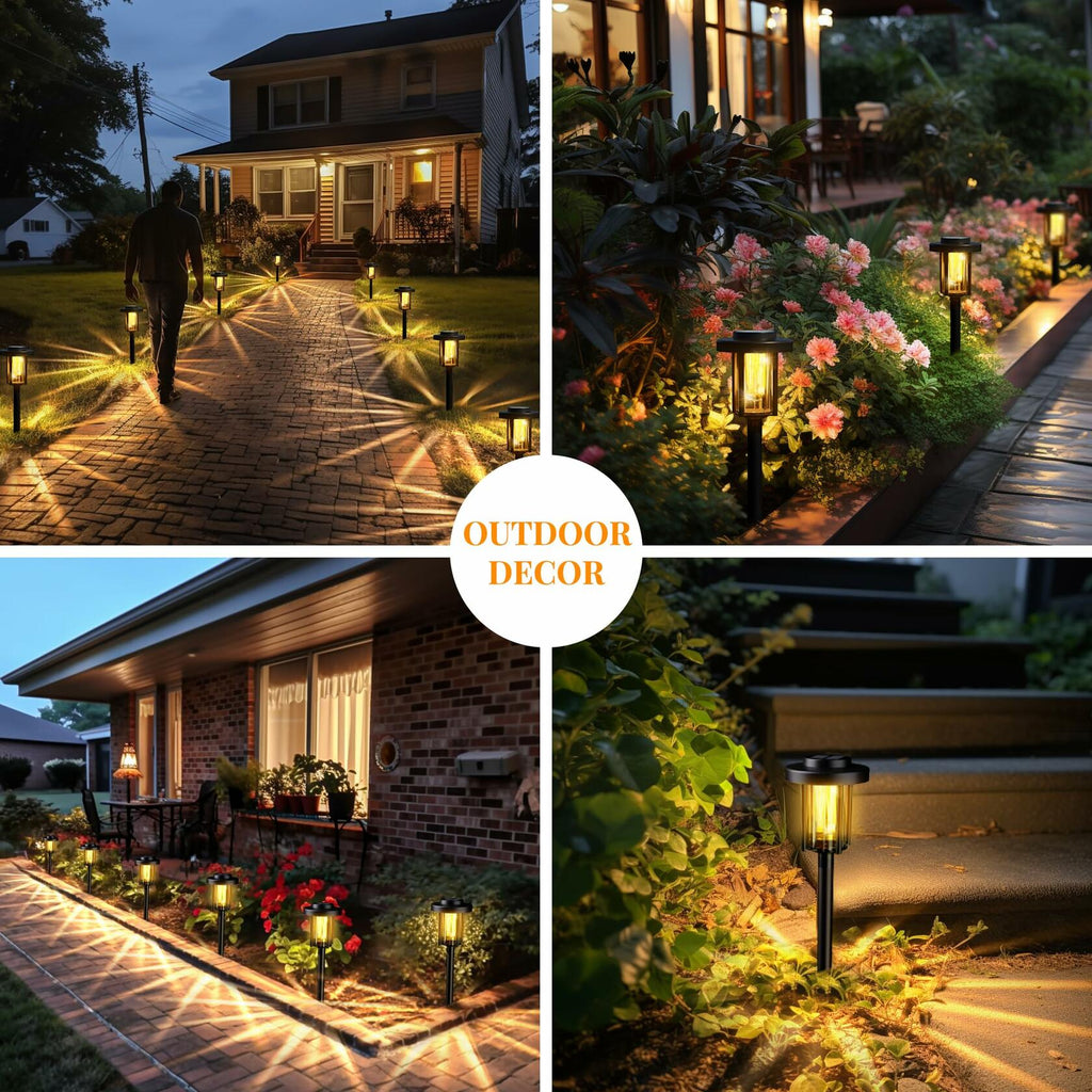 GIGALUMI Solar Outdoor Pathway Lights Waterproof Warm White 6 Pack