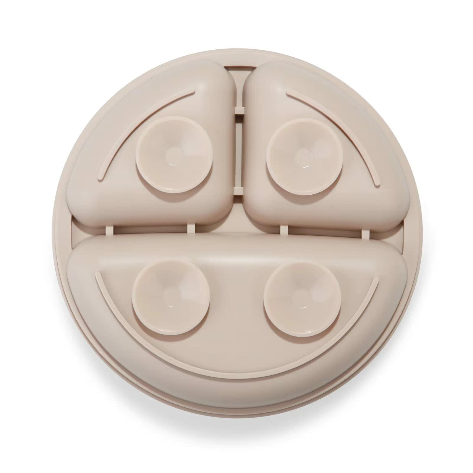 PandaEar Divided Unbreakable Silicone Baby Toddler Plates 3Pack Blue Green Brown
