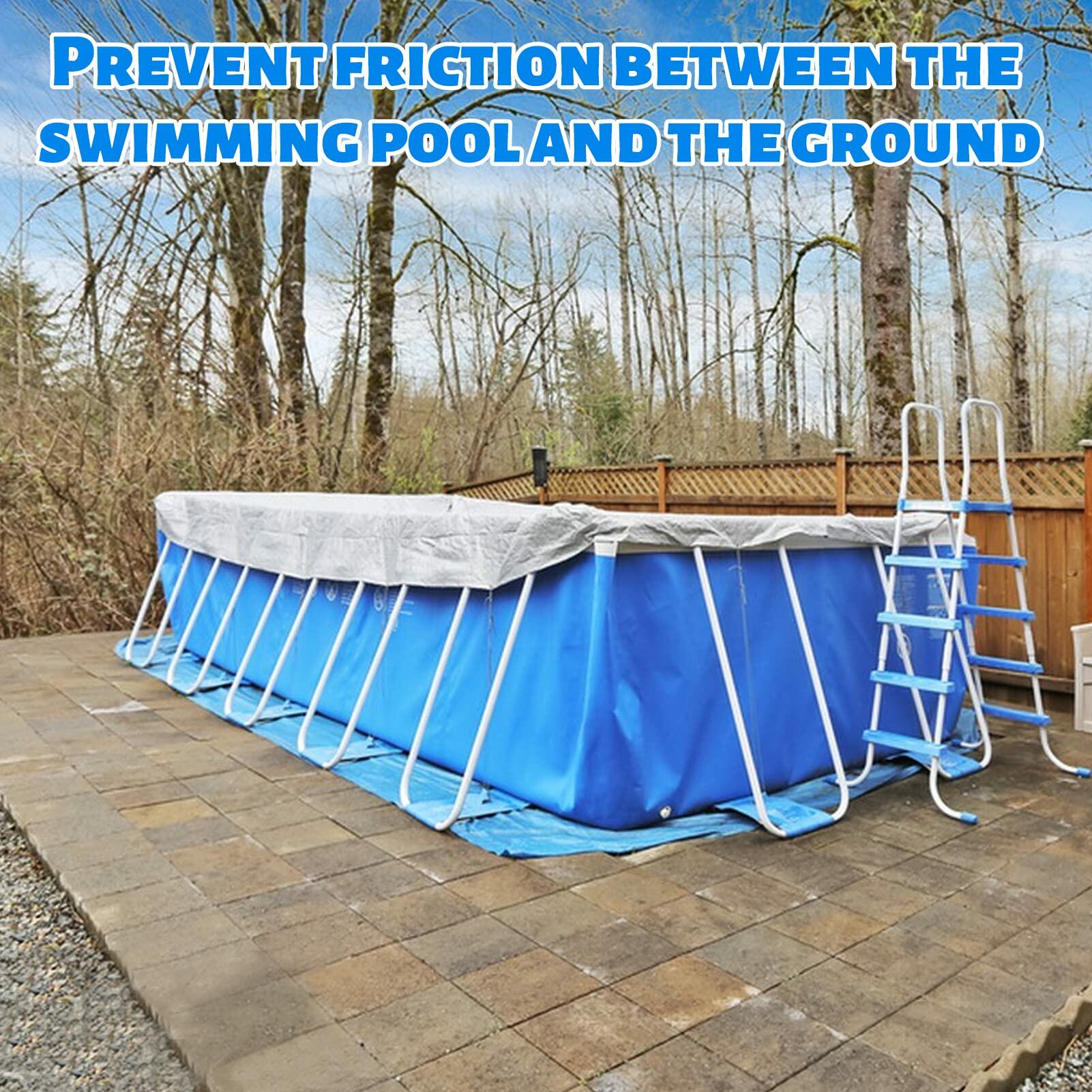 Hlimior 10x6.7Ft Rectangular Waterproof PE Pool Ground Cloth Blue