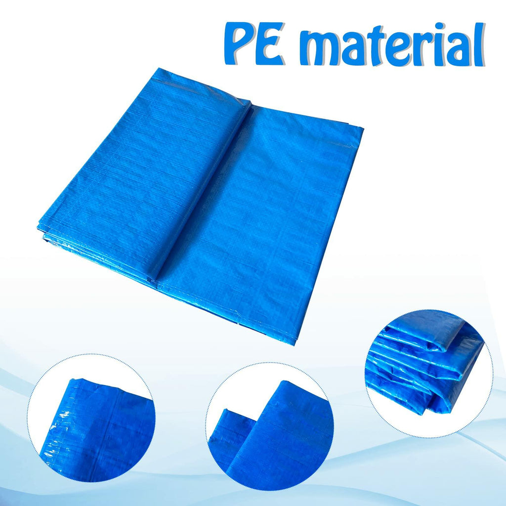Hlimior 10x6.7Ft Rectangular Waterproof PE Pool Ground Cloth Blue