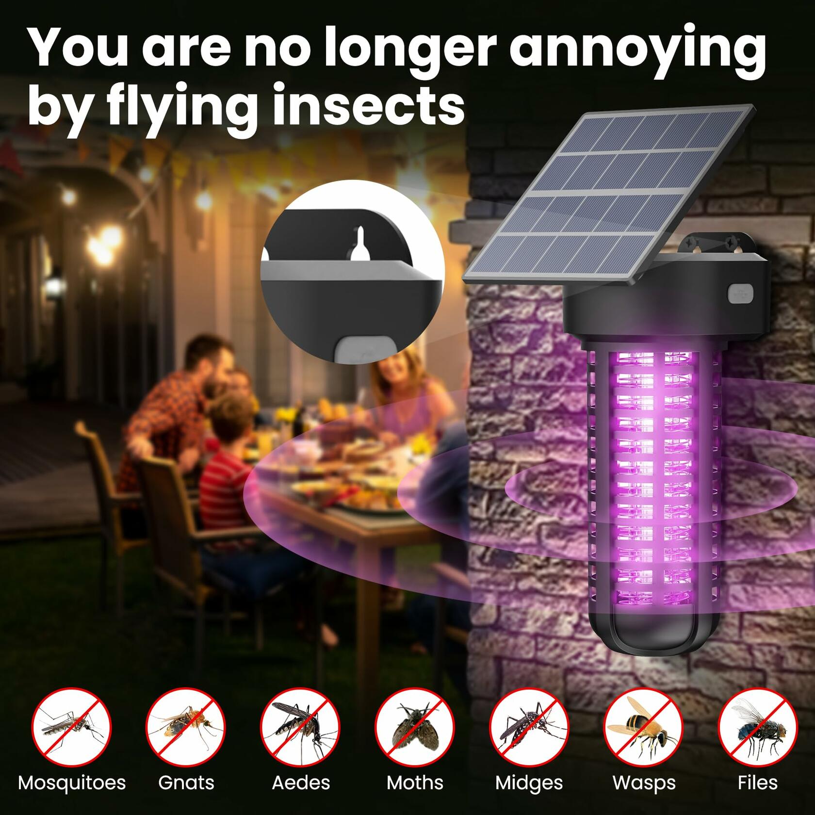 P PEST SNIPER Solar Powered Bug Zapper Light 2 Pack Waterproof Black
