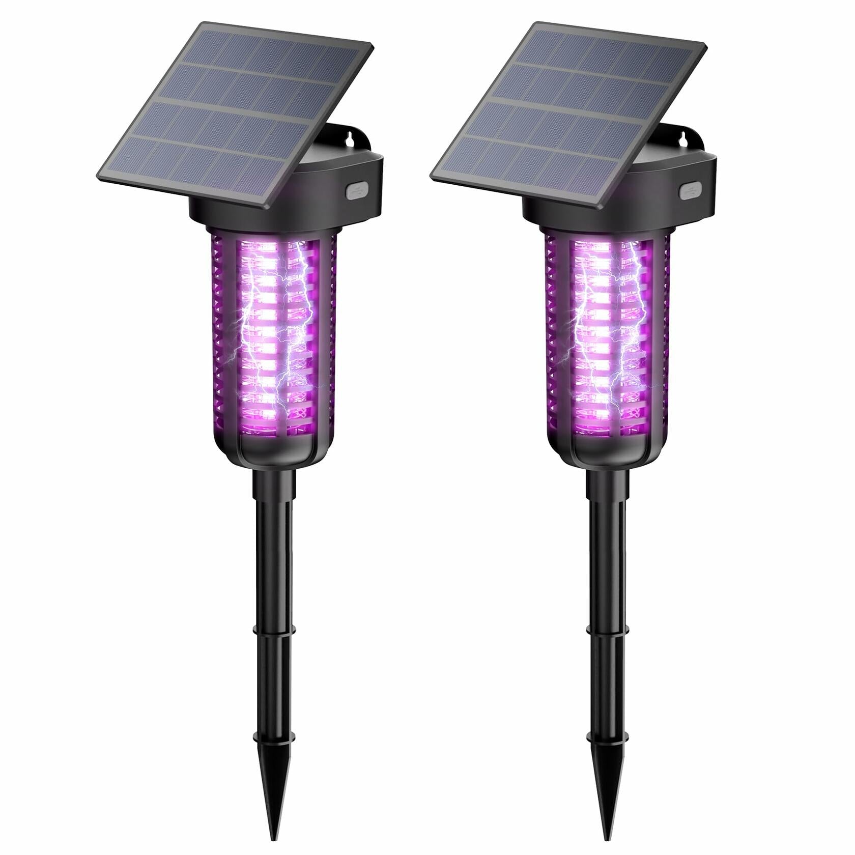 P PEST SNIPER Solar Powered Bug Zapper Light 2 Pack Waterproof Black