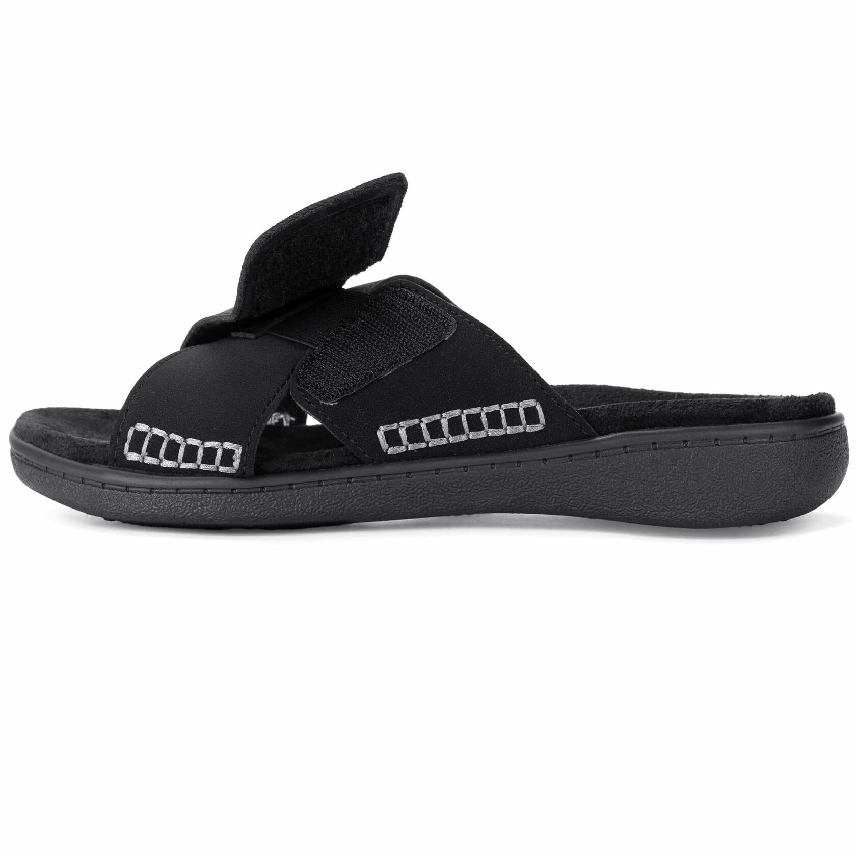 LazyStep Women's Lightweight Adjustable Sandals Arch Support Matte Black Size 9