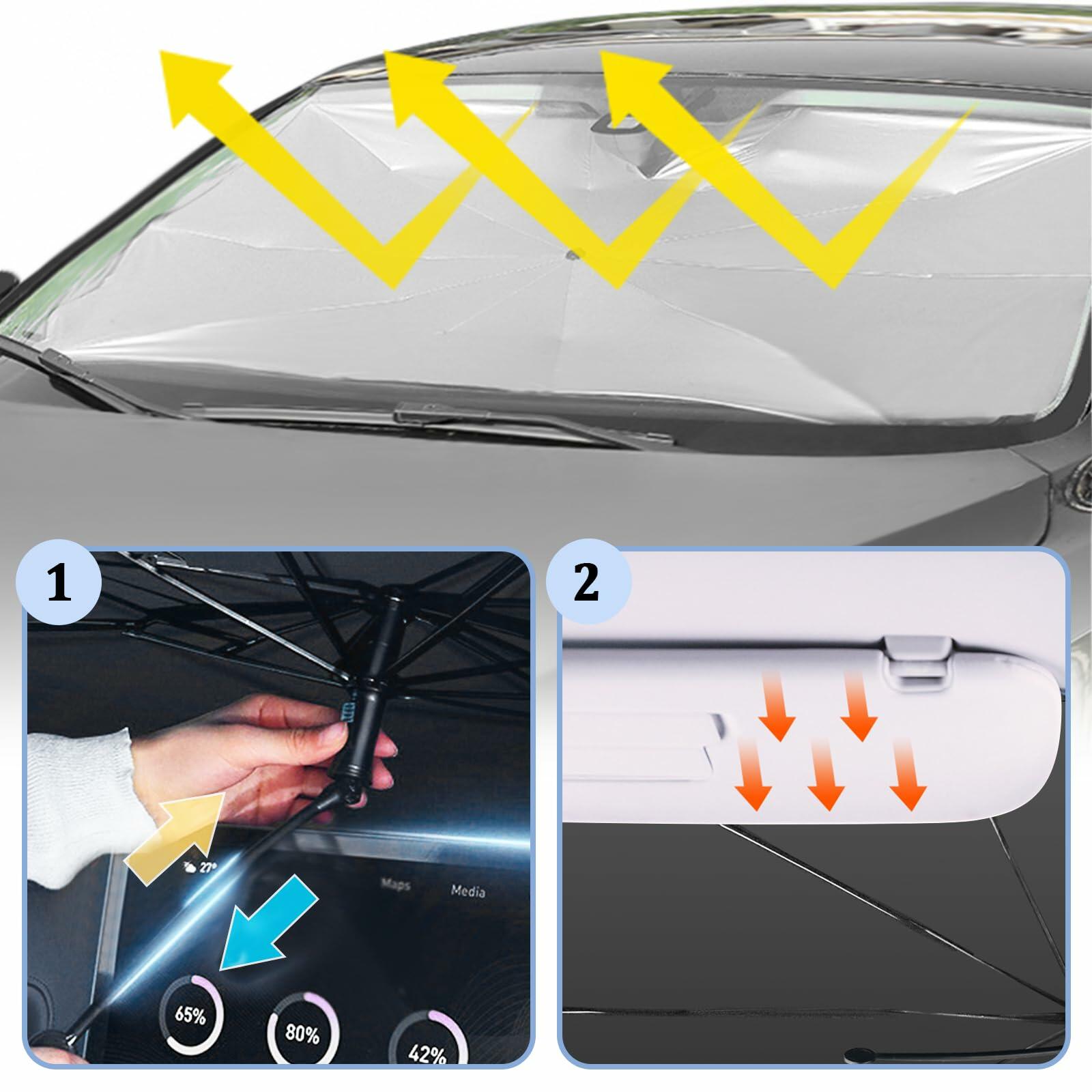 Umbrella Sun Shade Car Windshield 2025 Upgrade Foldable Bendable Handle
