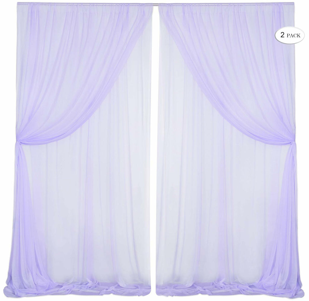 Mohoeey Double Layer Wedding Backdrop Curtains 10x10ft Purple Chiffon Fabric