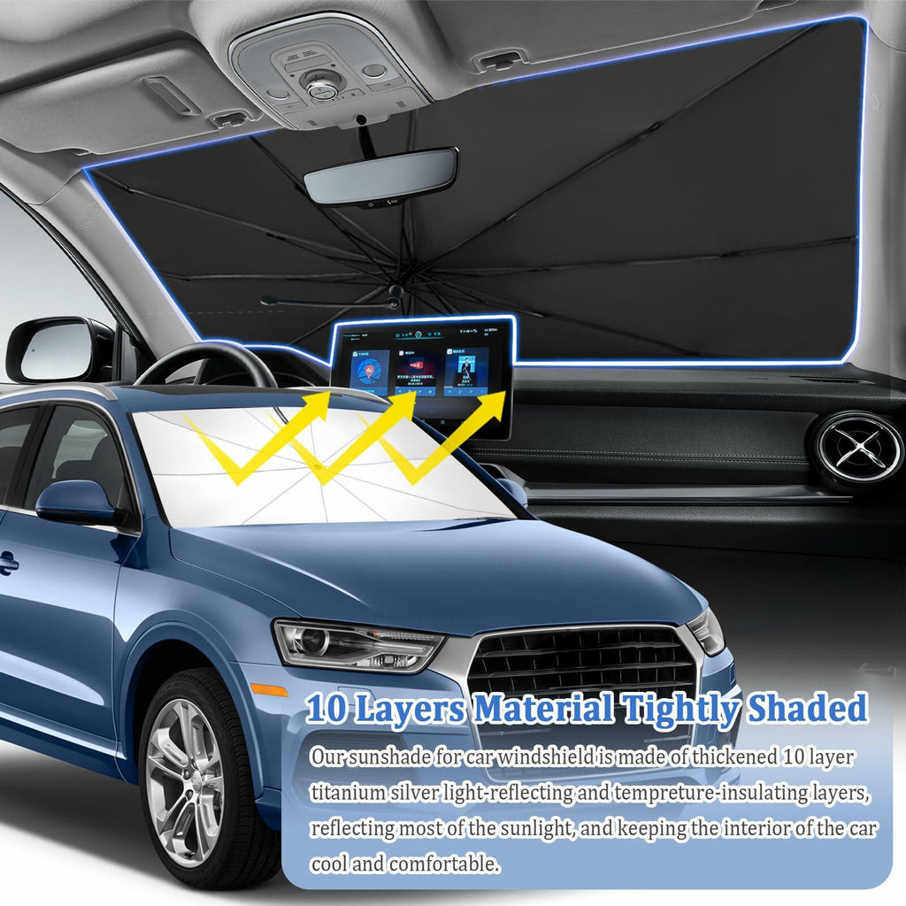 Umbrella Sun Shade Car Windshield 2025 Upgrade Foldable Bendable Handle