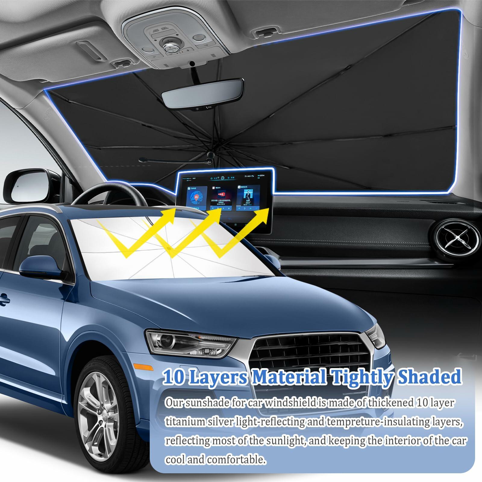 Umbrella Sun Shade Car Windshield 2025 Upgrade Foldable Bendable Handle