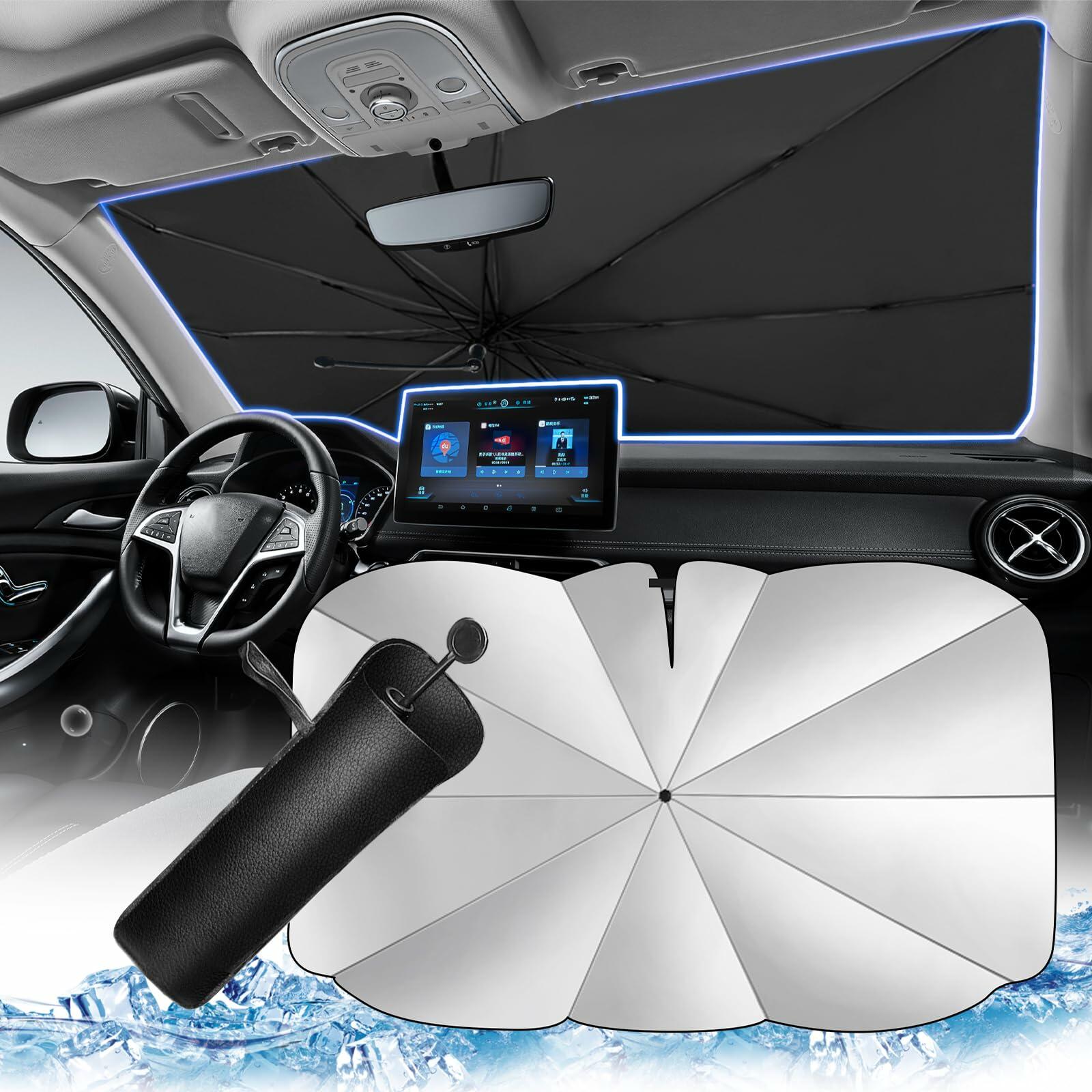Umbrella Sun Shade Car Windshield 2025 Upgrade Foldable Bendable Handle