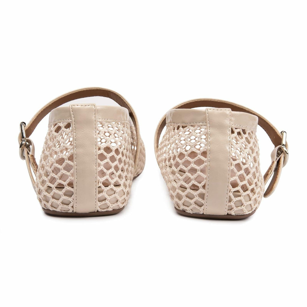 FUNKYMONKEY Women's Mesh Mary Jane Flats Shoes Nude Size 8M