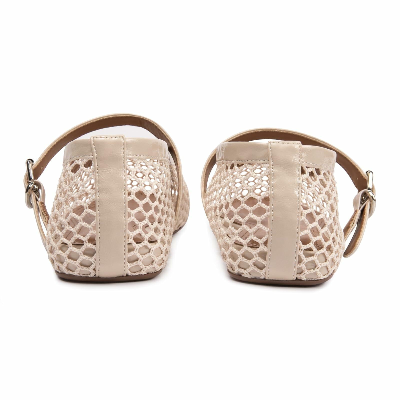 FUNKYMONKEY Women's Mesh Mary Jane Flats Shoes Nude Size 8M