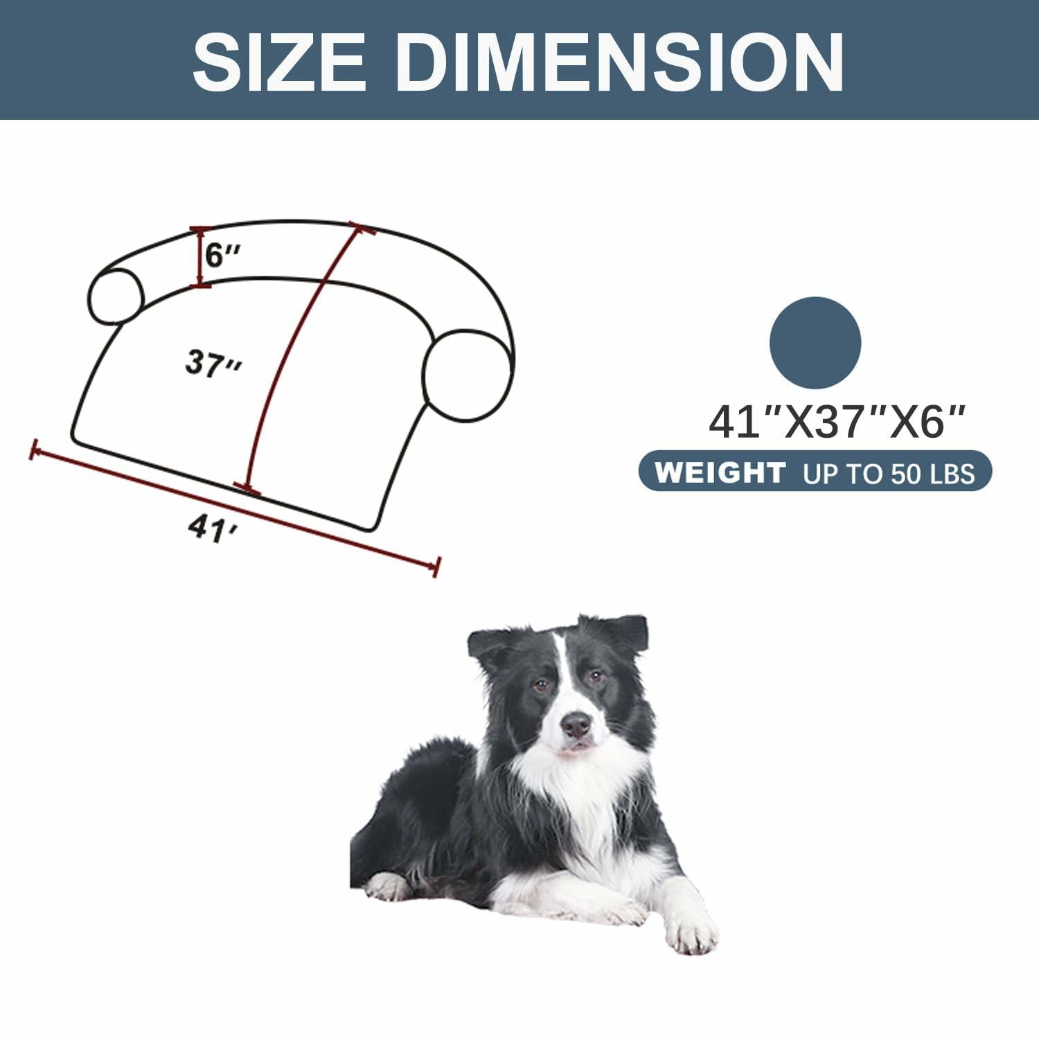 Calming Dog Cat Bed Mat Waterproof Plush Navy Blue Size 41x37