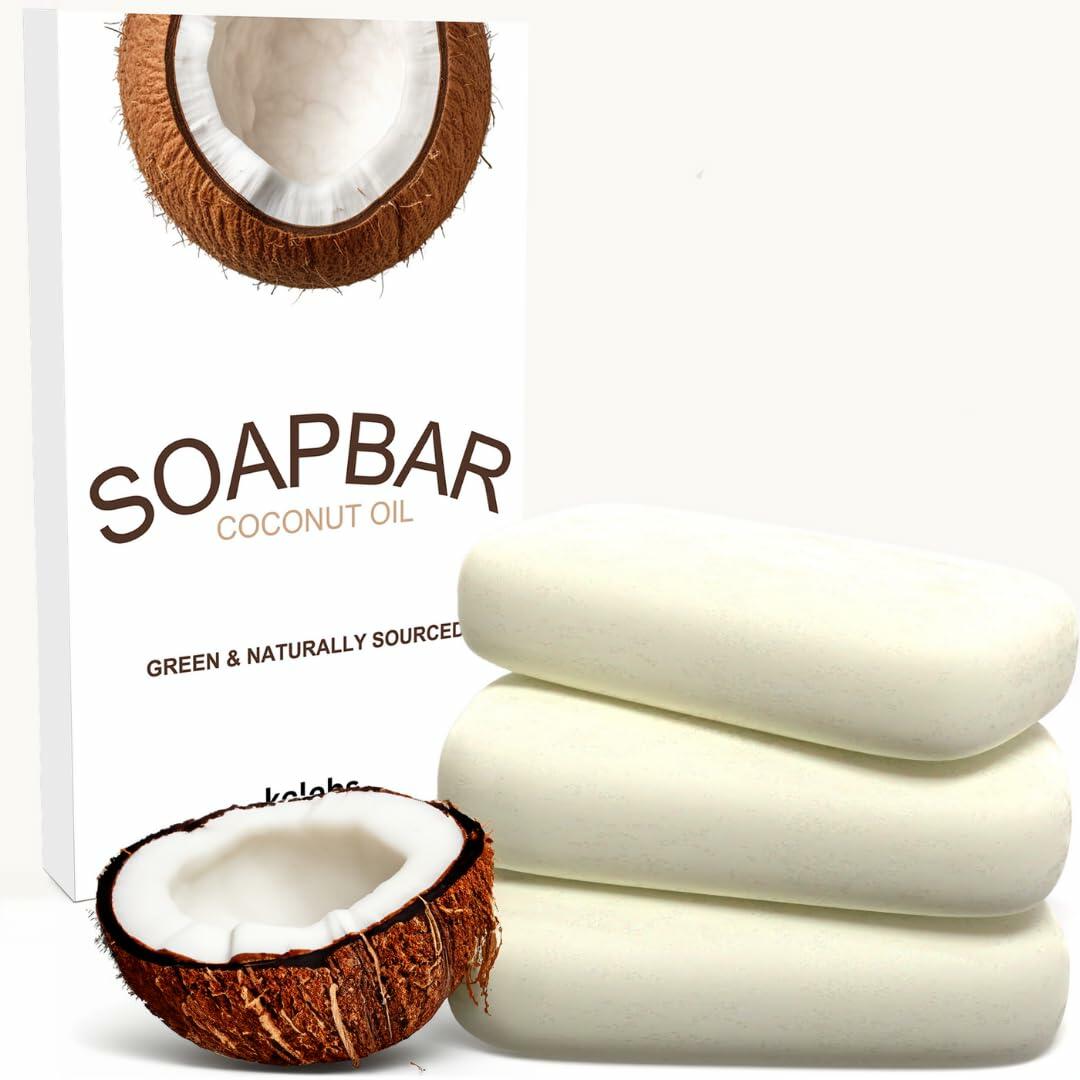 KELEBS Coconut Moisturizing Bar Soap for Women Sensitive Skin 11.5oz 3 Bars