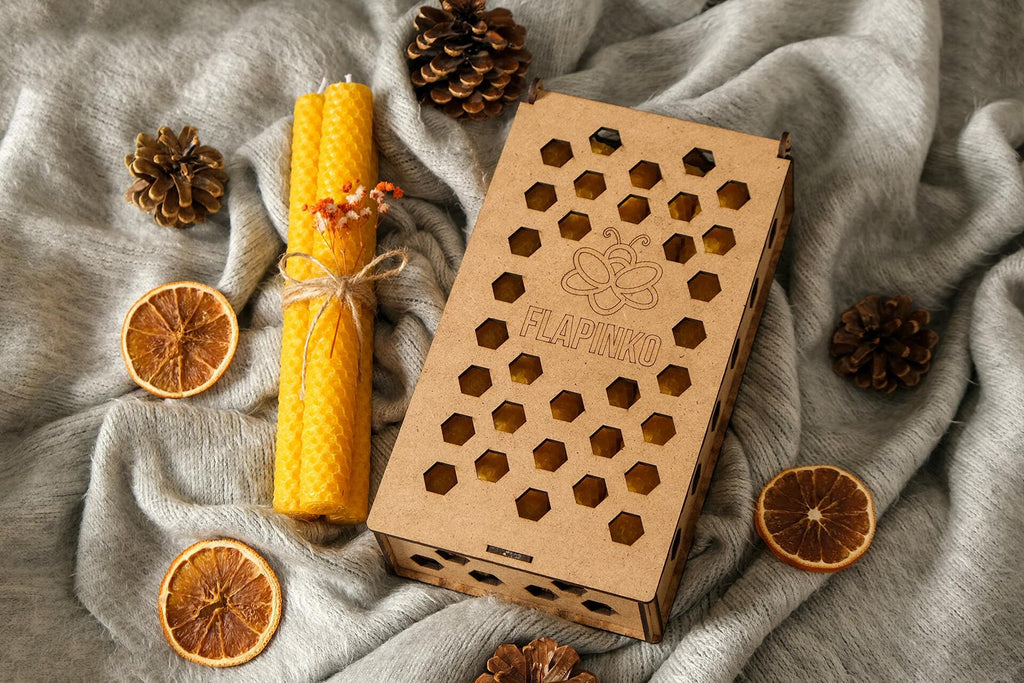 FLAPINKO Beeswax Taper Candles 20 pcs Honeycomb Texture Natural Organic