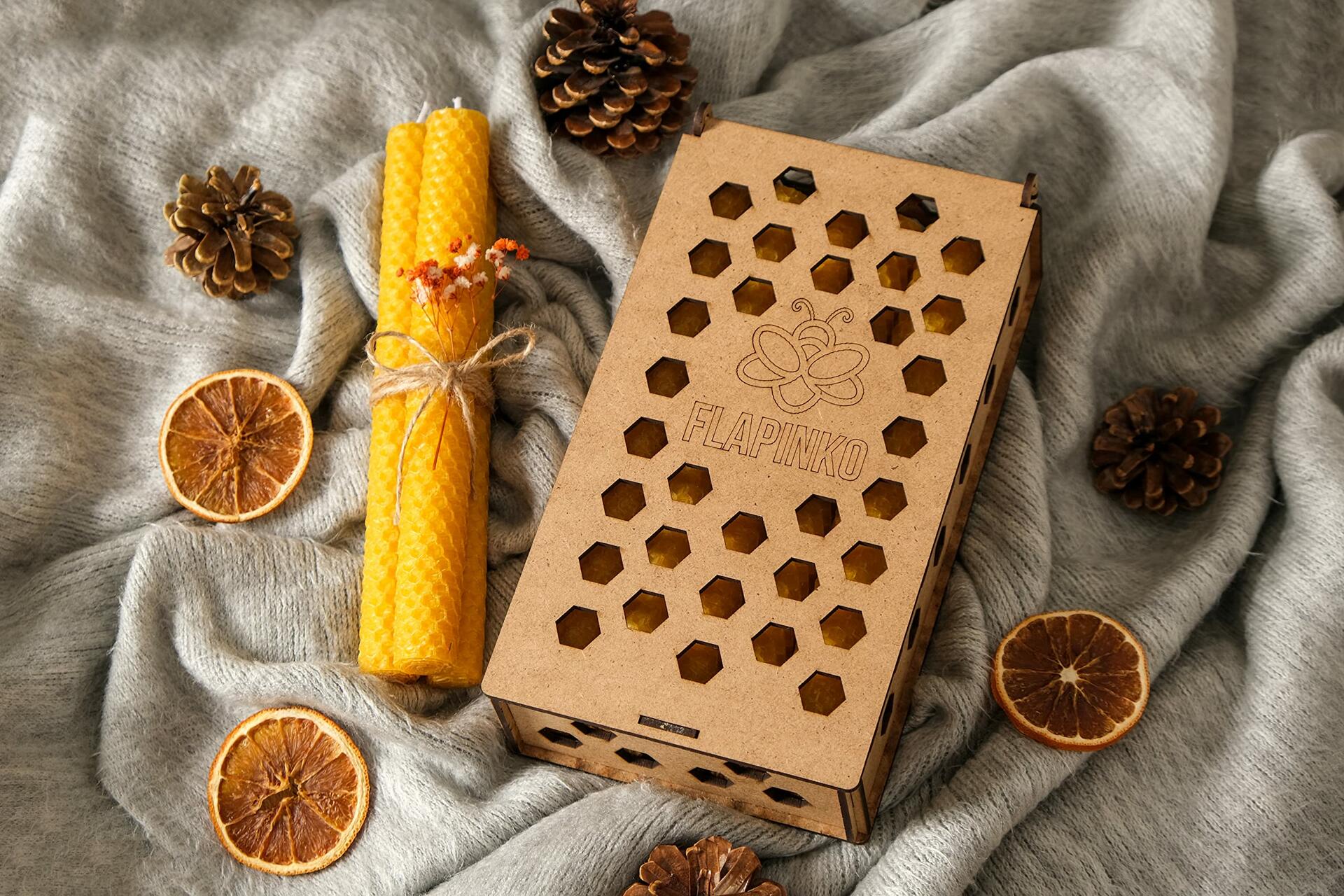 FLAPINKO Beeswax Taper Candles 20 pcs Honeycomb Texture Natural Organic