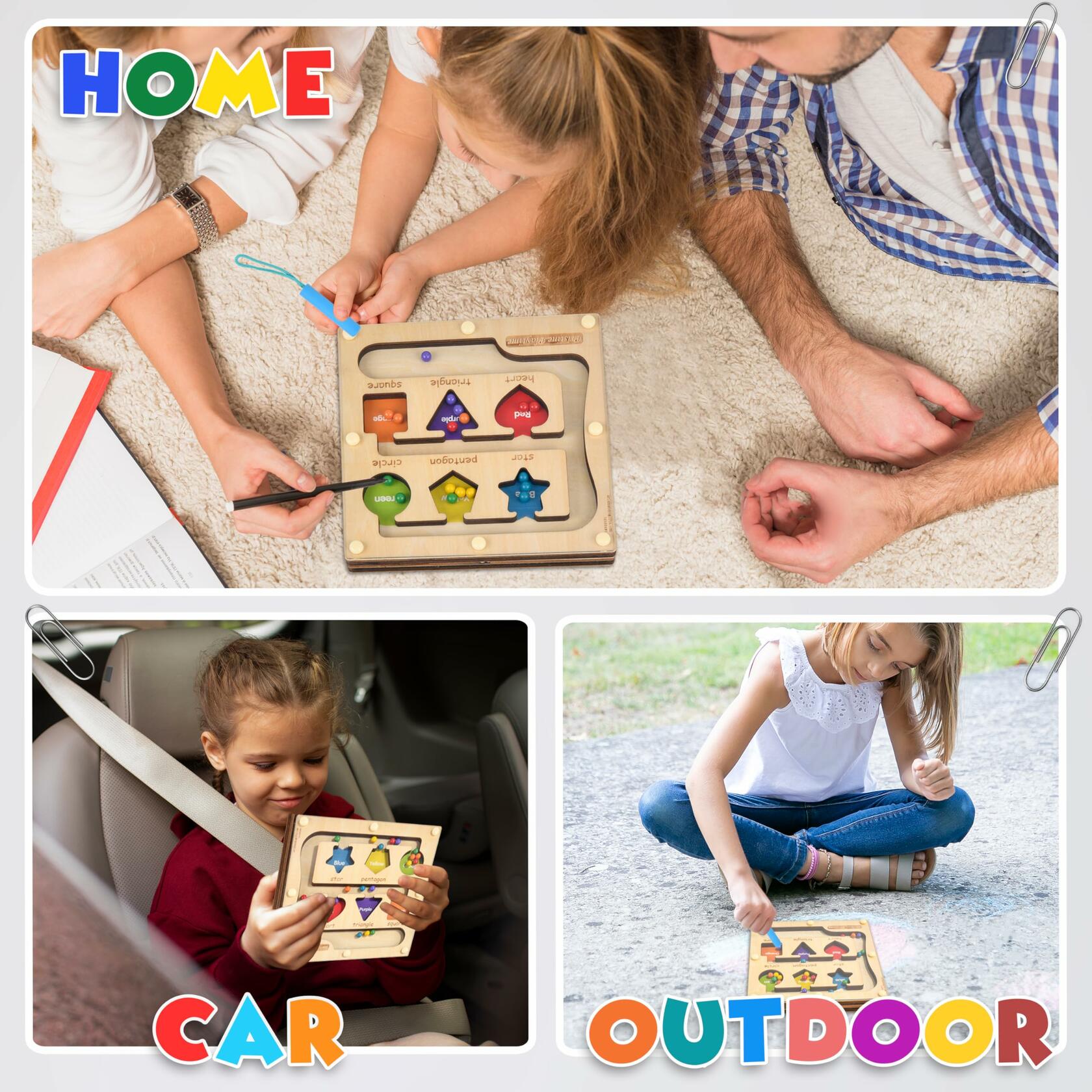 Montessori Magnetic Maze Board Wooden Puzzle Educational Toy Double Maze M