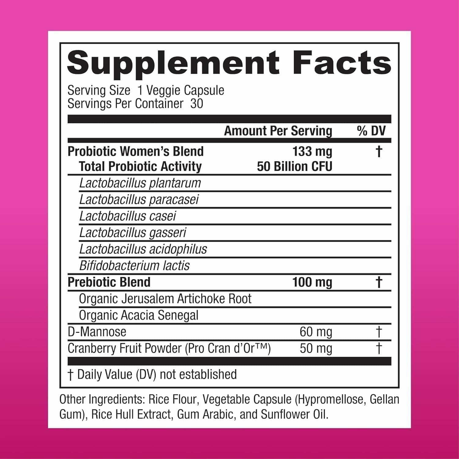 BestBy03/26 TLOPPG Women Probiotics 50B CFU Organic Cranberry 30 Capsules