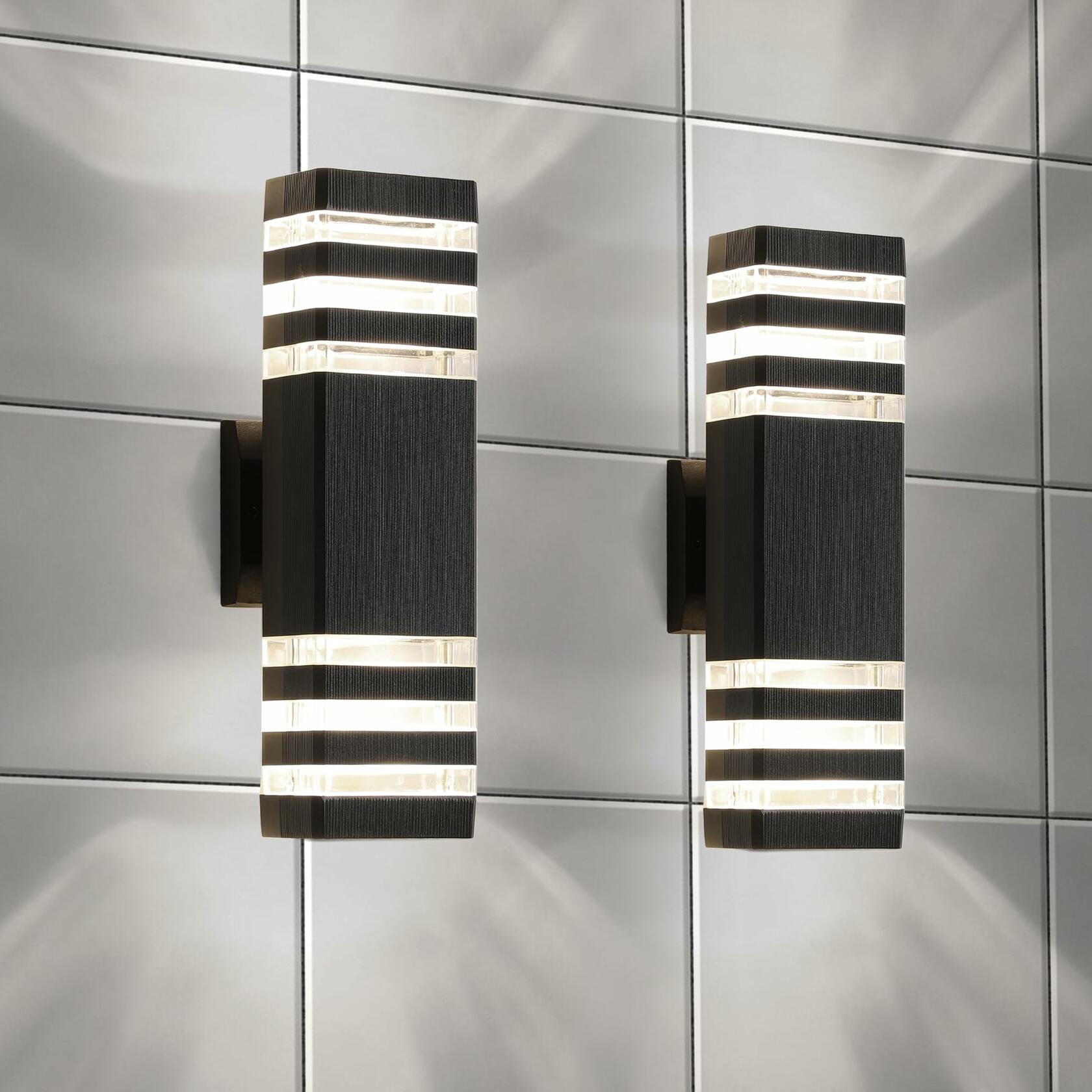 FAISHILAN 2-Pack LED Outdoor Wall Lights GU10 14W Warm White 3000K Multicolor