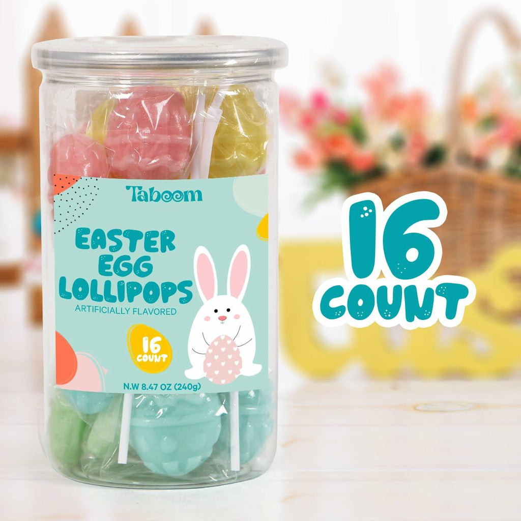 Taboom Egg Shaped Lollipops Easter Candy 16 Count Apple Blueberry Lemon
