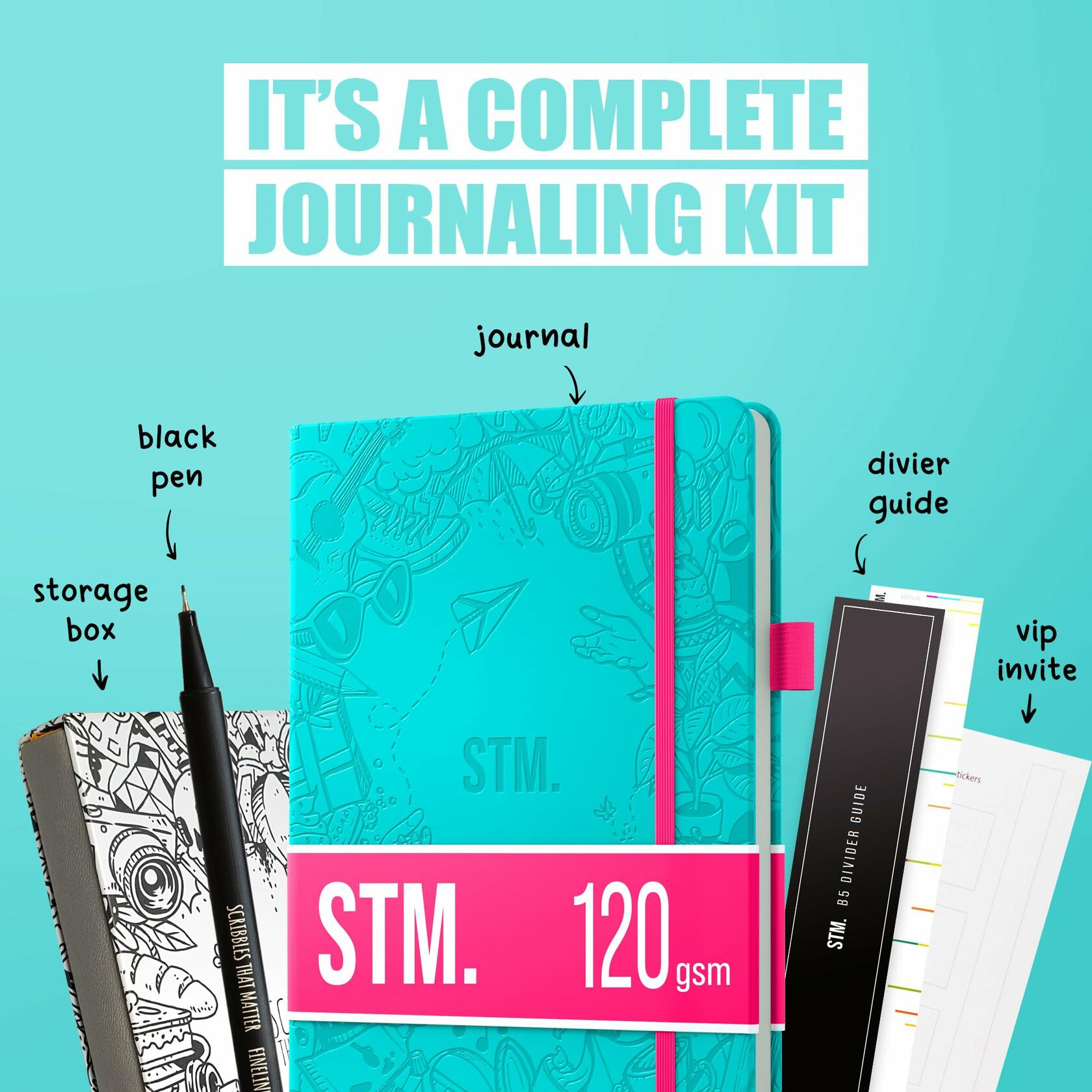 Bullet Dotted Journal A5 Dot Grid Notebook Hard Cover 120gsm Thick Paper